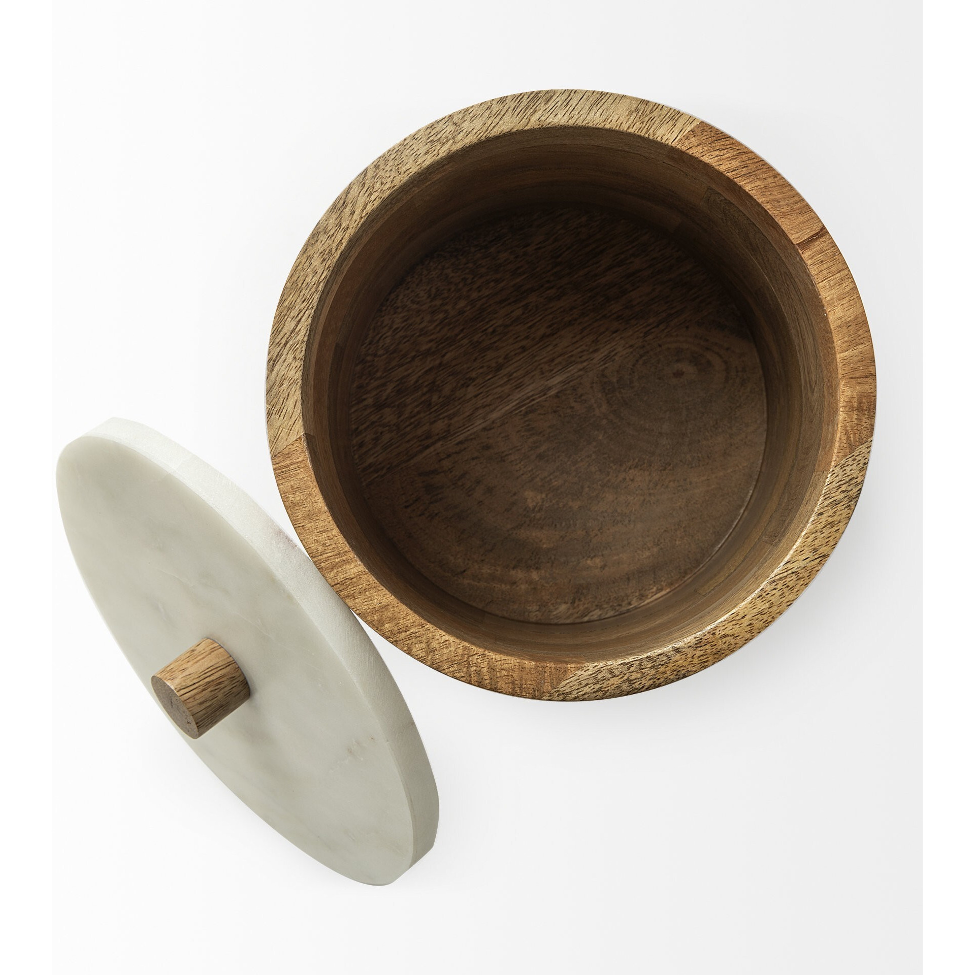 Brown Wooden Round Storage Box