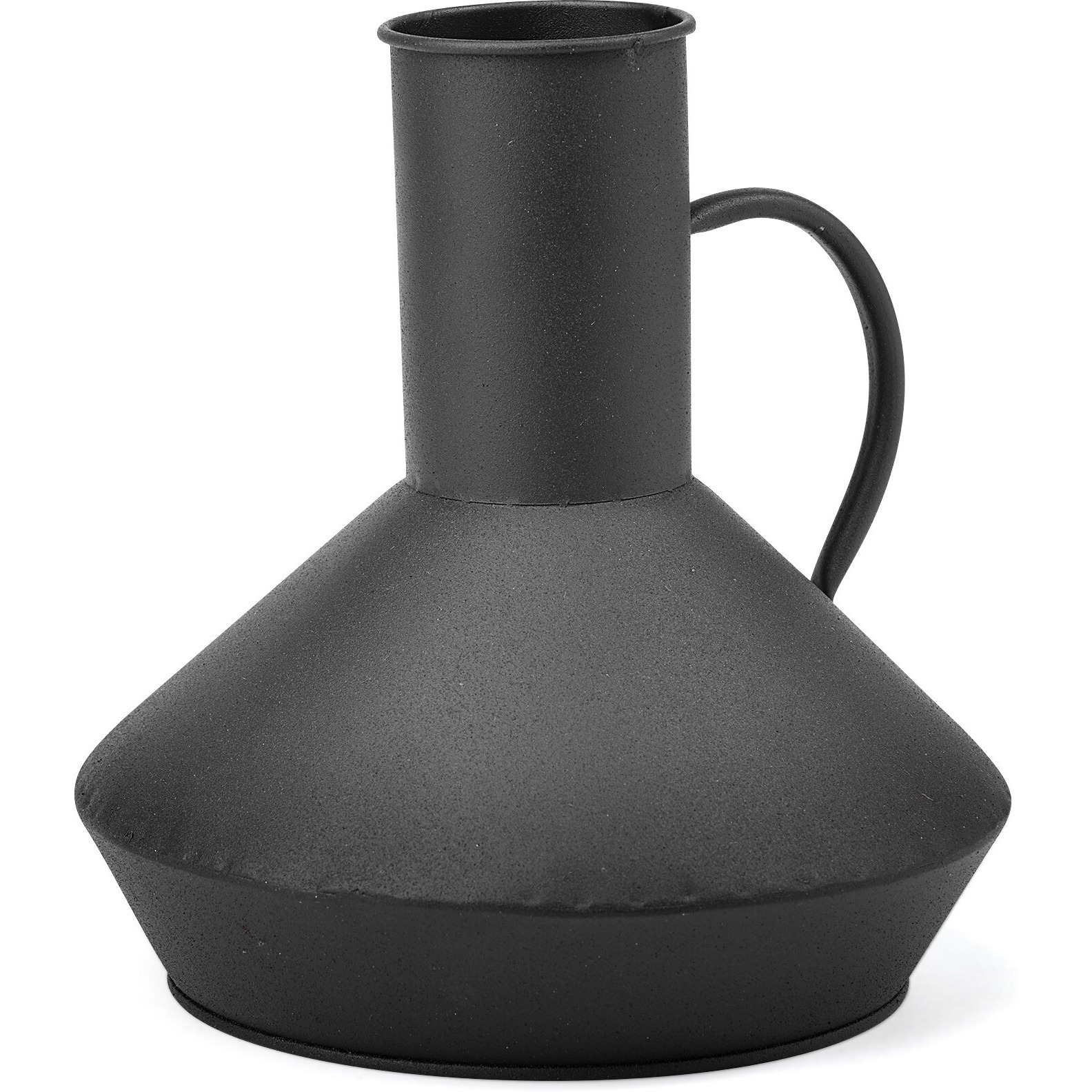 Shallow Rustic Black Metal Decorative Jug