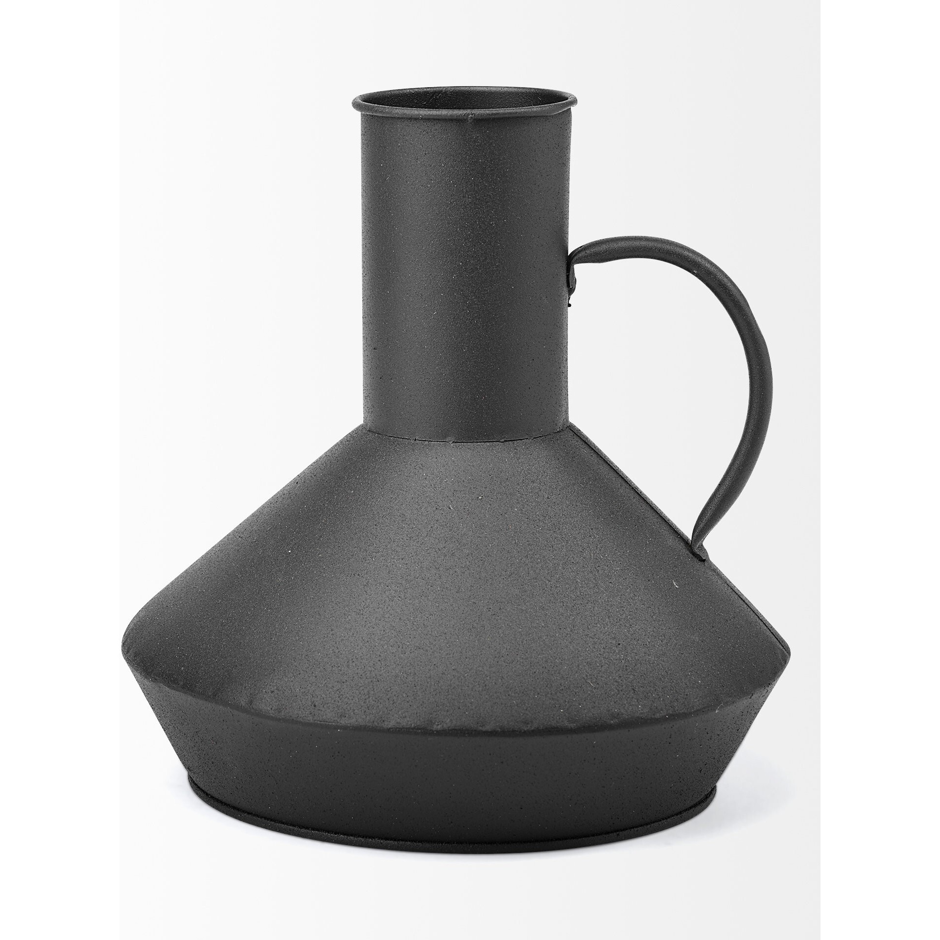 Shallow Rustic Black Metal Decorative Jug