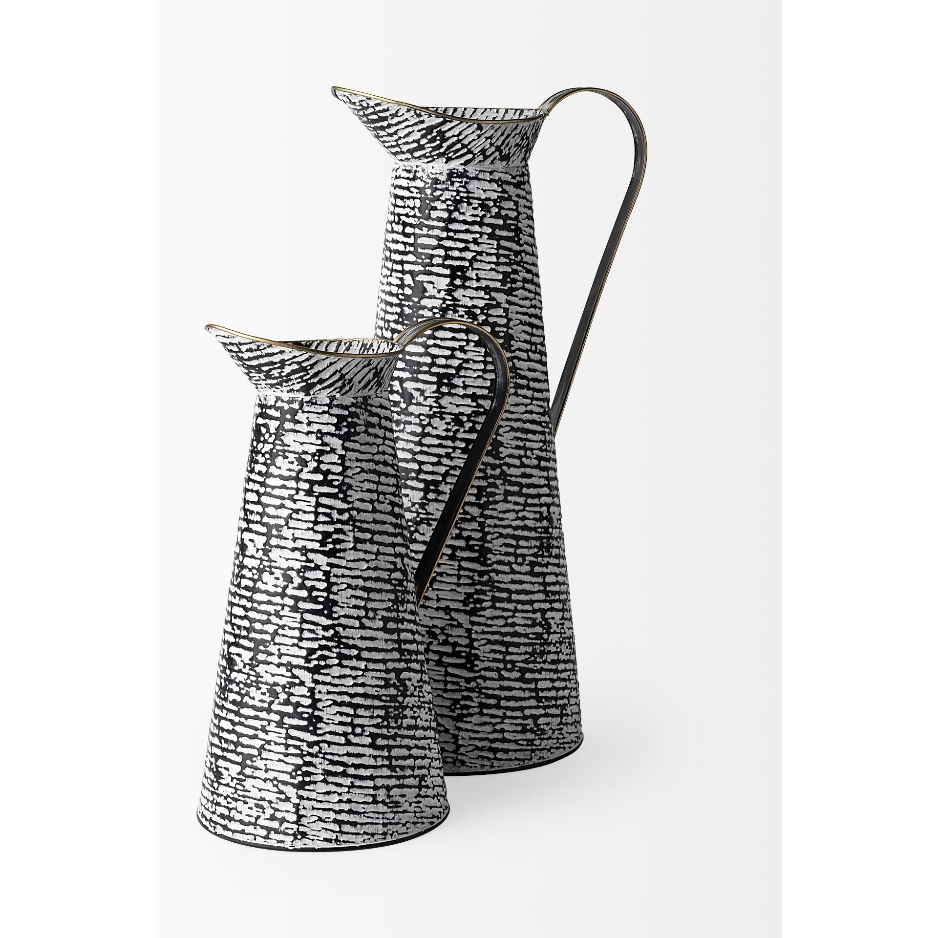 Black And White Textured Jug Vase