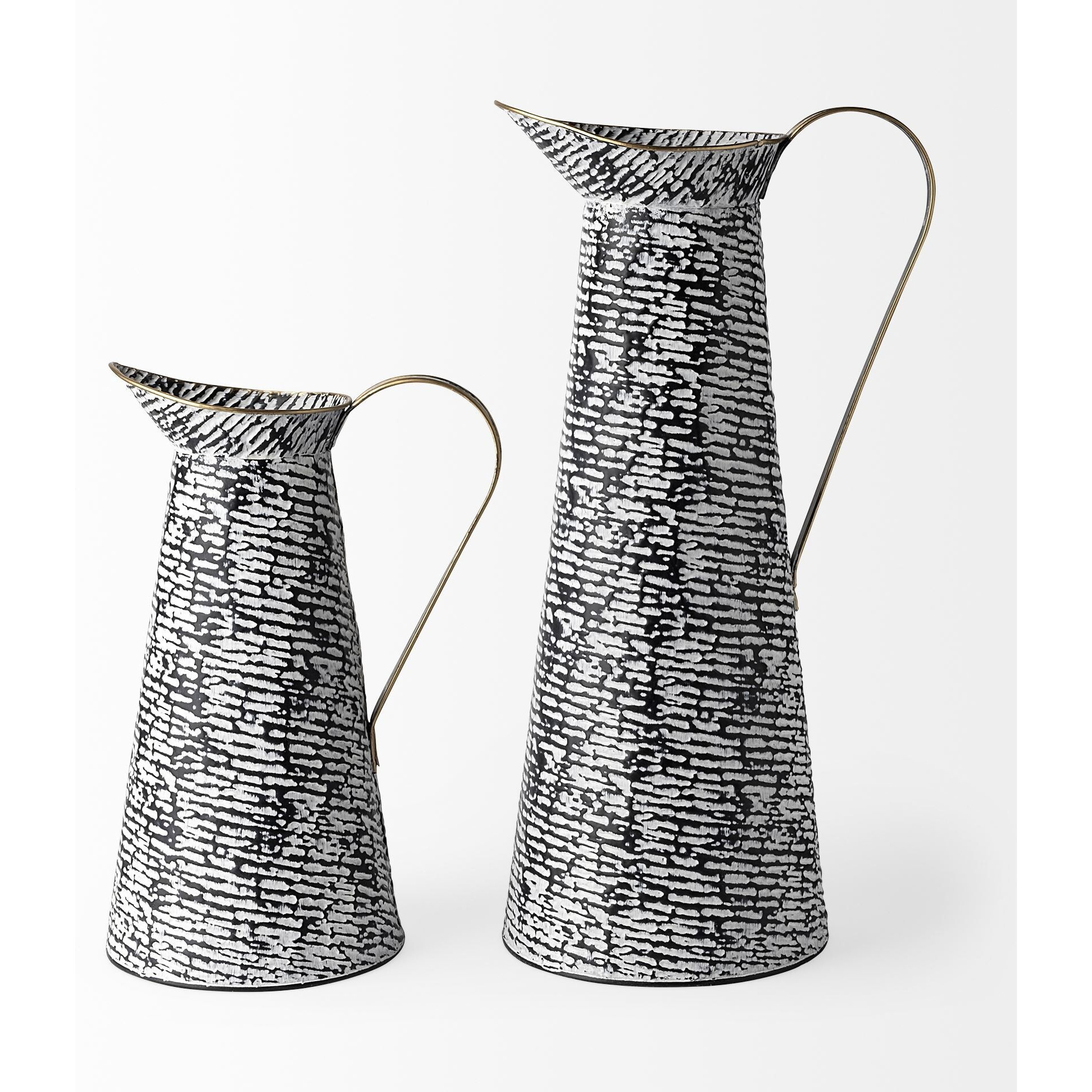 Black And White Textured Jug Vase