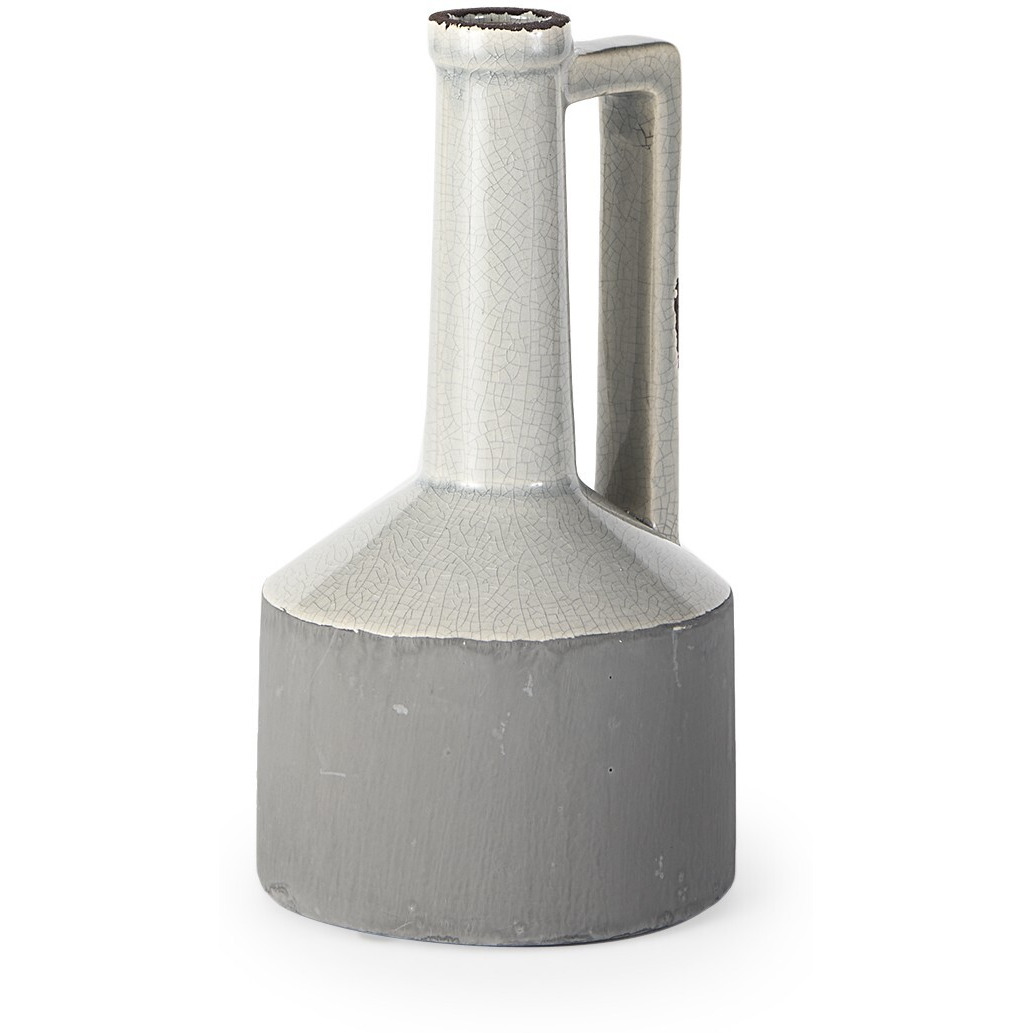 Petite White And Gray Jug Vase