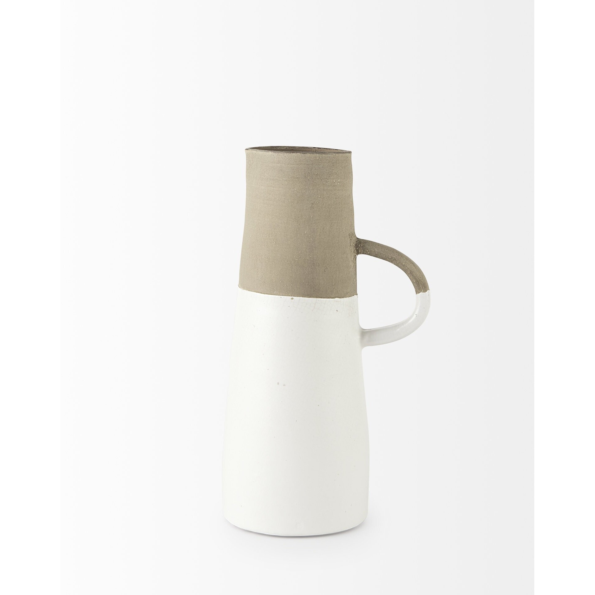 14"" Rustic Organic White And Natural Decorative Jug