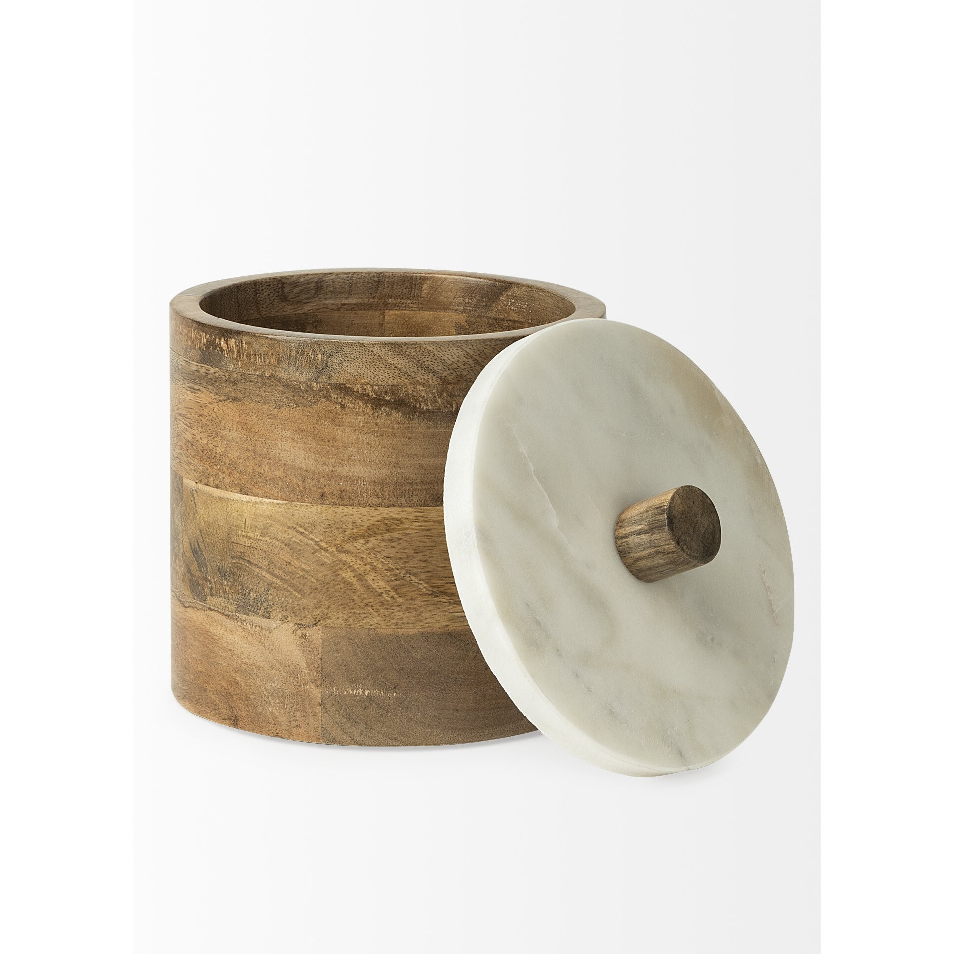 Petite Brown Wooden Round Storage Box