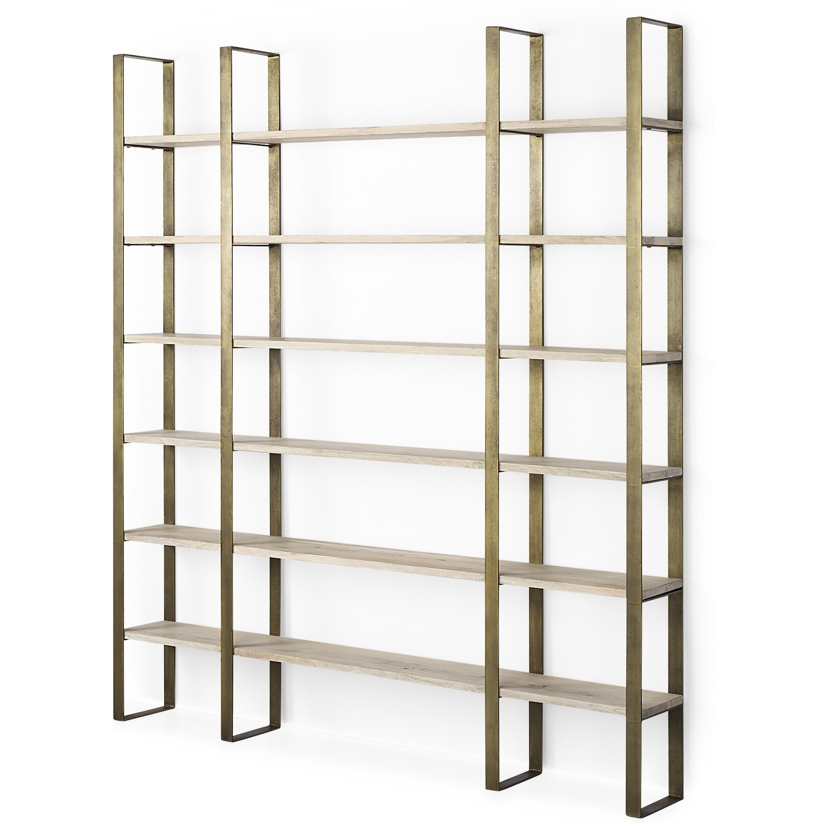 Gold Iron Framed Wooden Shelving Unit