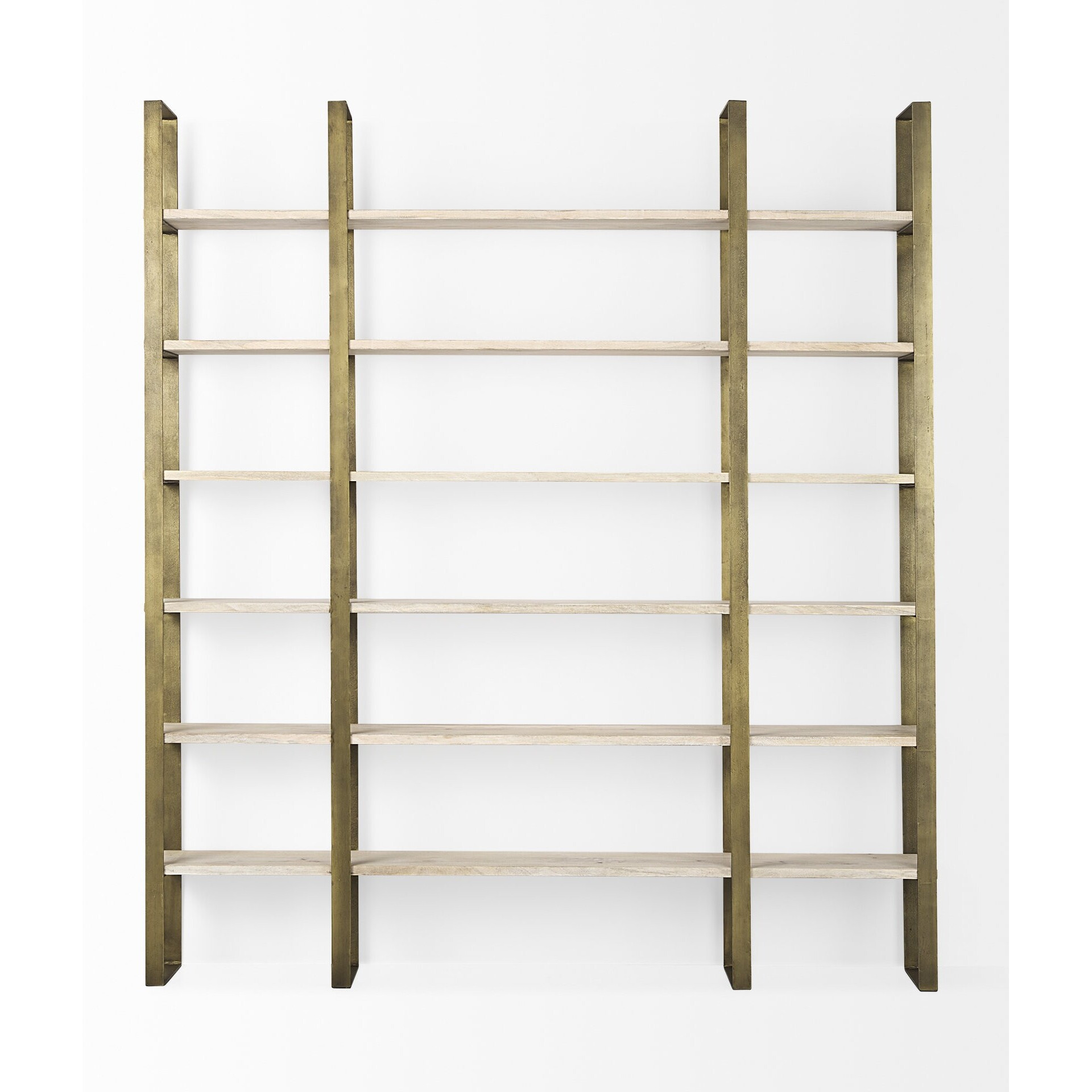 Gold Iron Framed Wooden Shelving Unit
