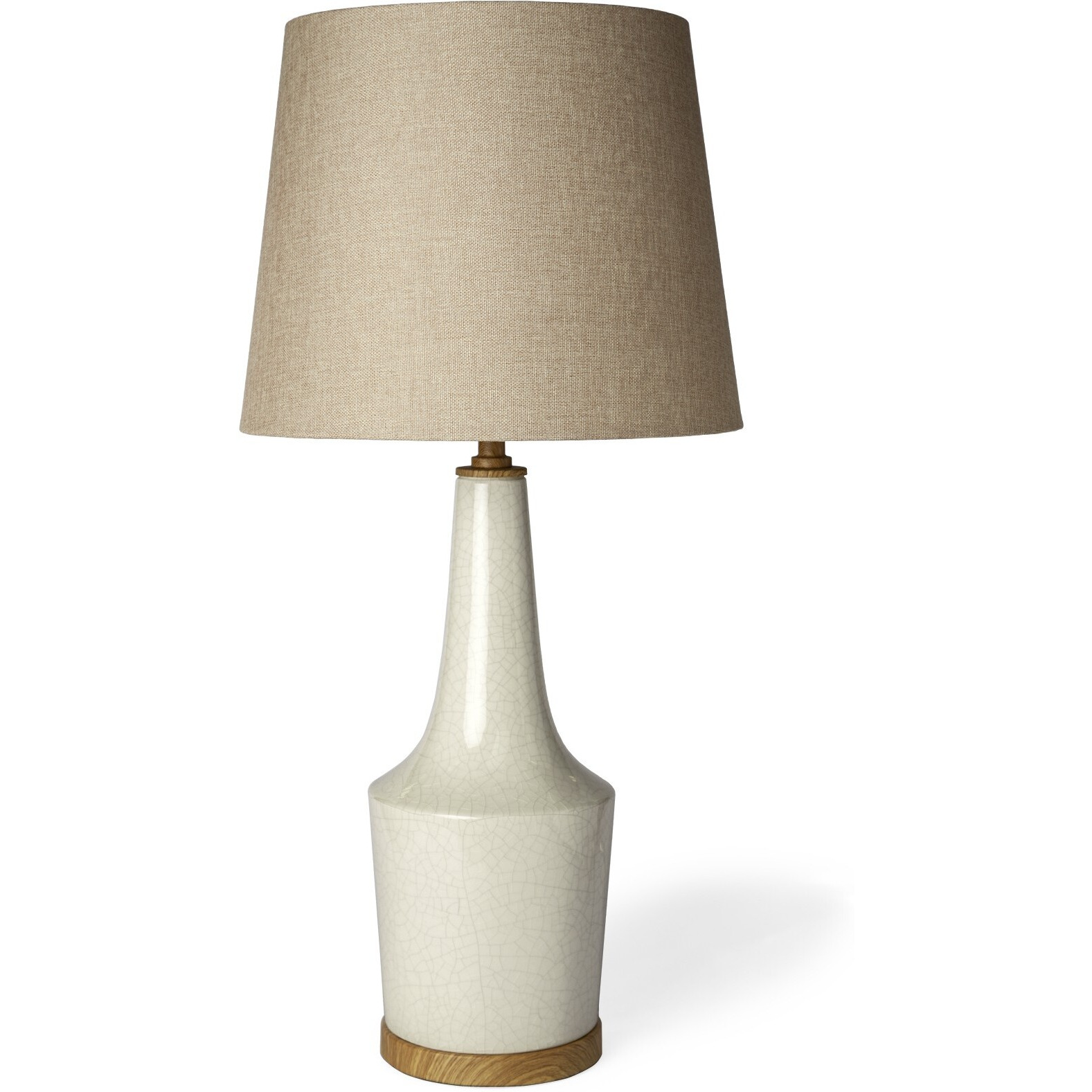 White Crackle And Natural Ceramic Table Or Desk Lamp