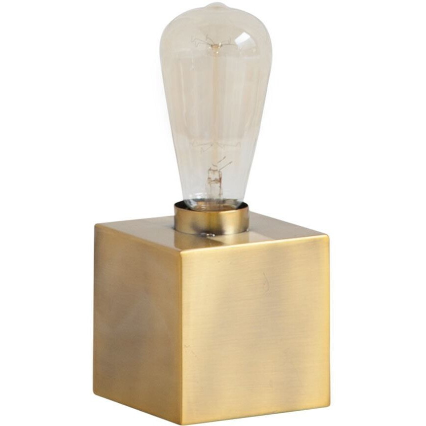 Gold Square Exposed Bulb Table Or Desk Lamp