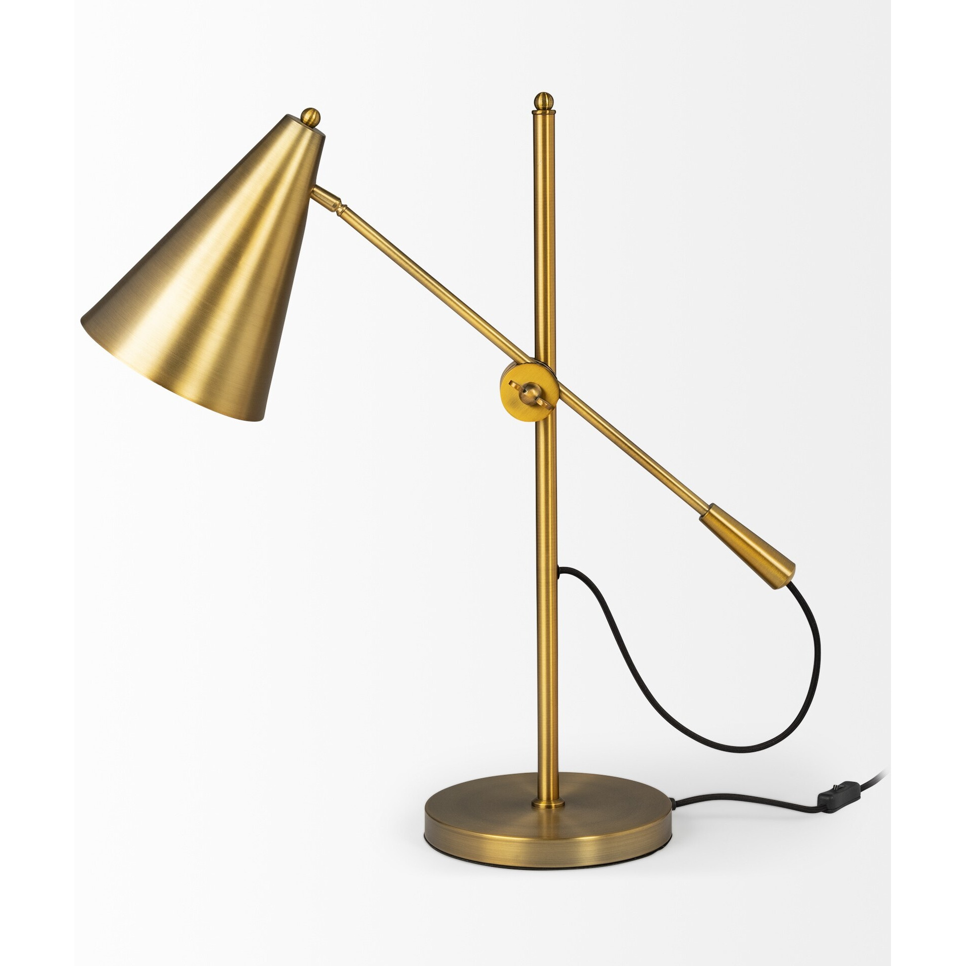 Sleek Golden Cone Adjustable Table Or Desk Lamp