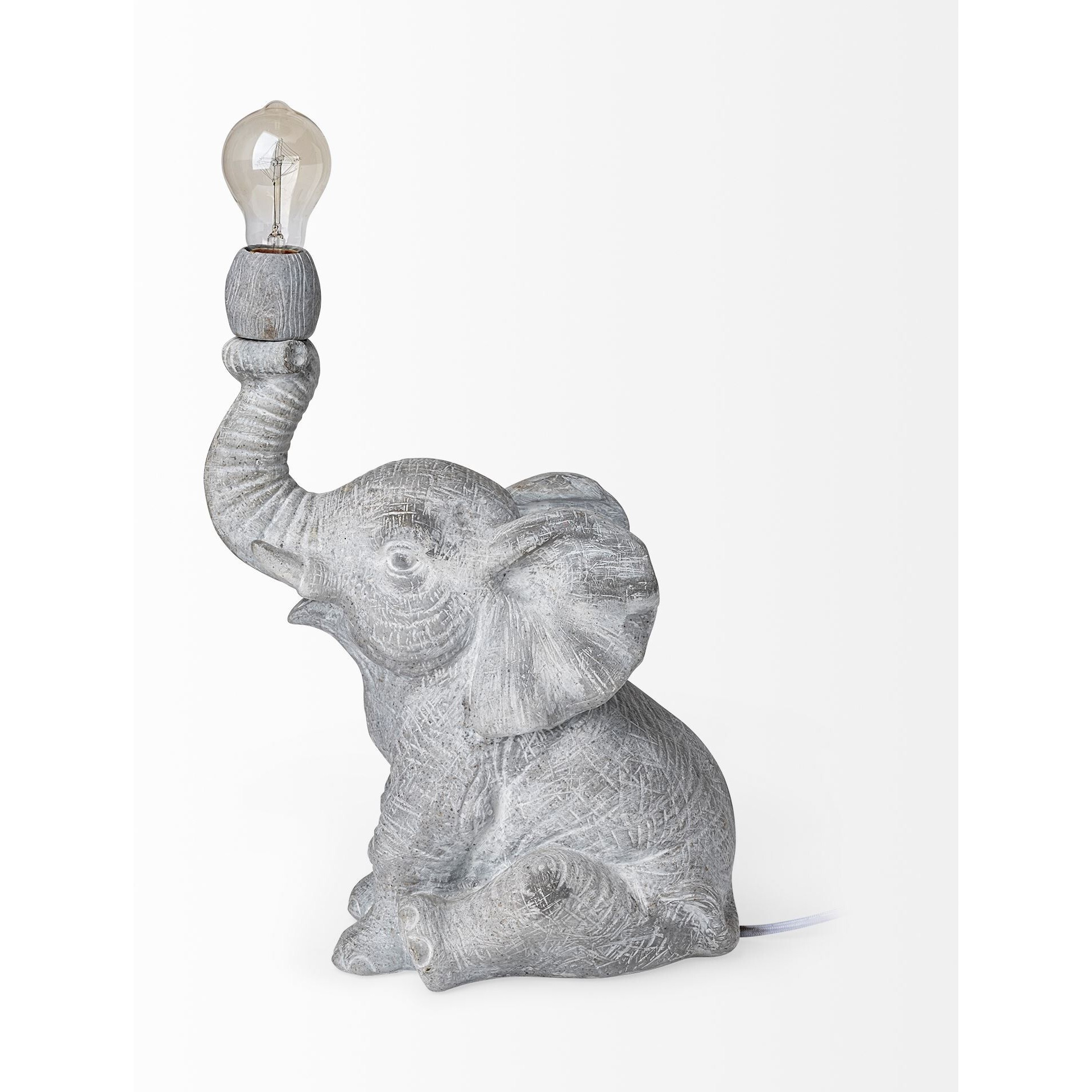 Graphite Resin Elephant Table Lamp