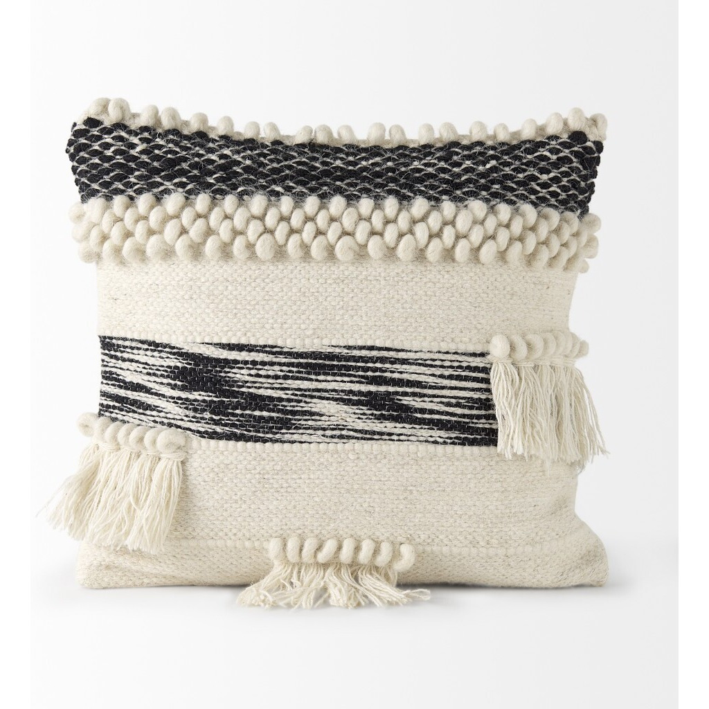 Boho Black And White Accent Pillow Cover