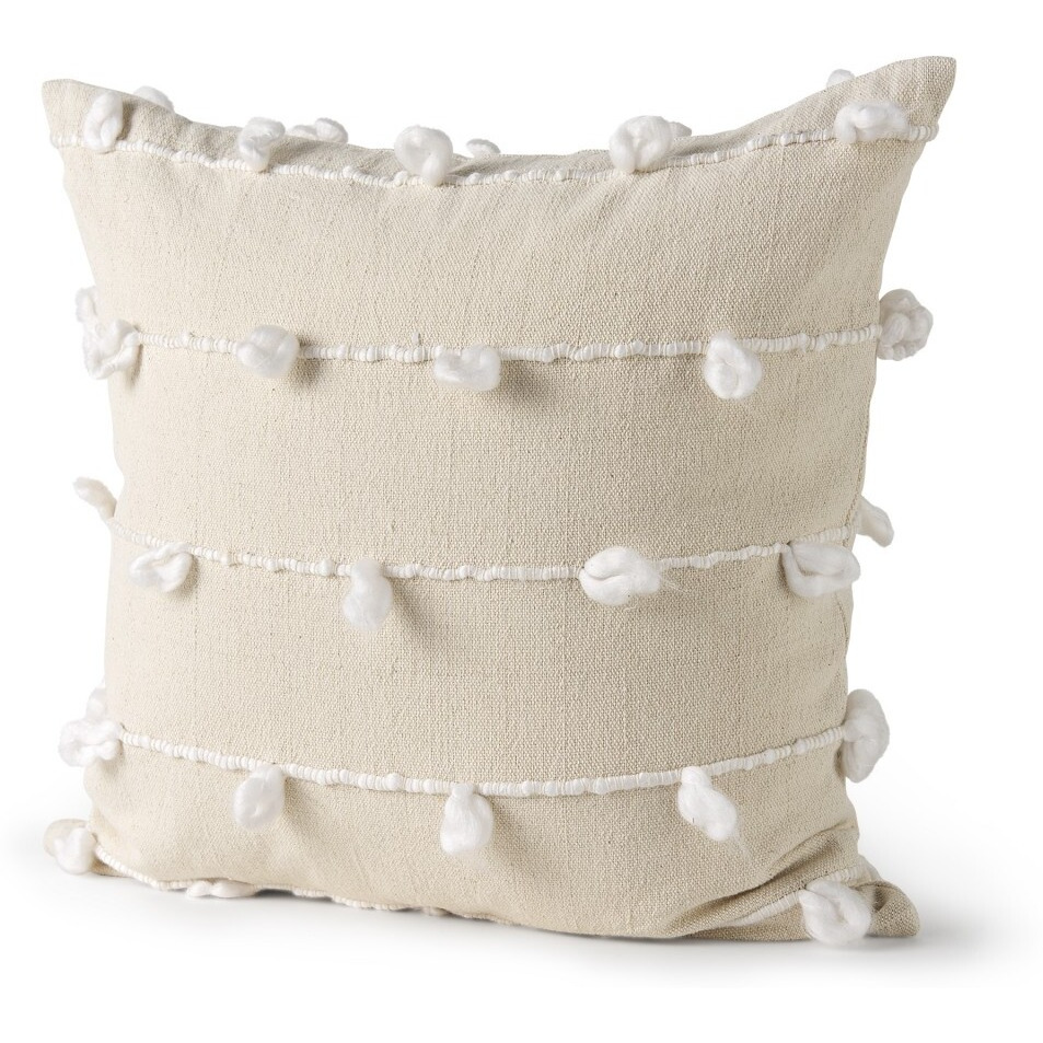 Clouds On Cream Canvas Square Pillow Cover