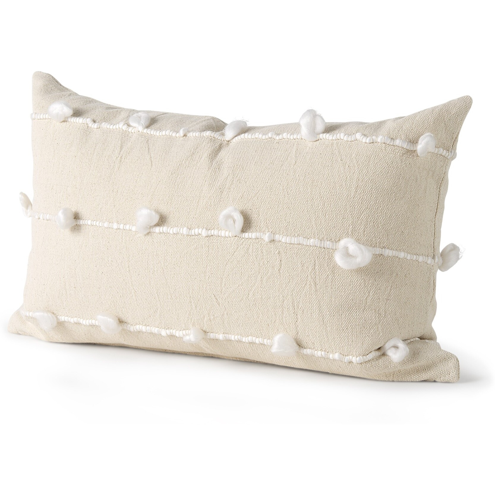 Clouds On Cream Canvas Lumbar Pillow Cover