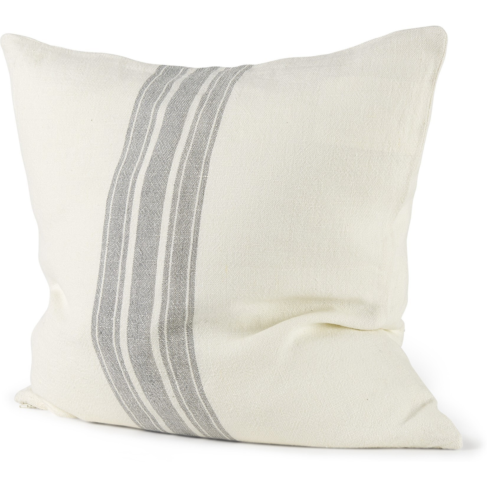 Off White Pillow Cover With  Ash Gray  Stripes