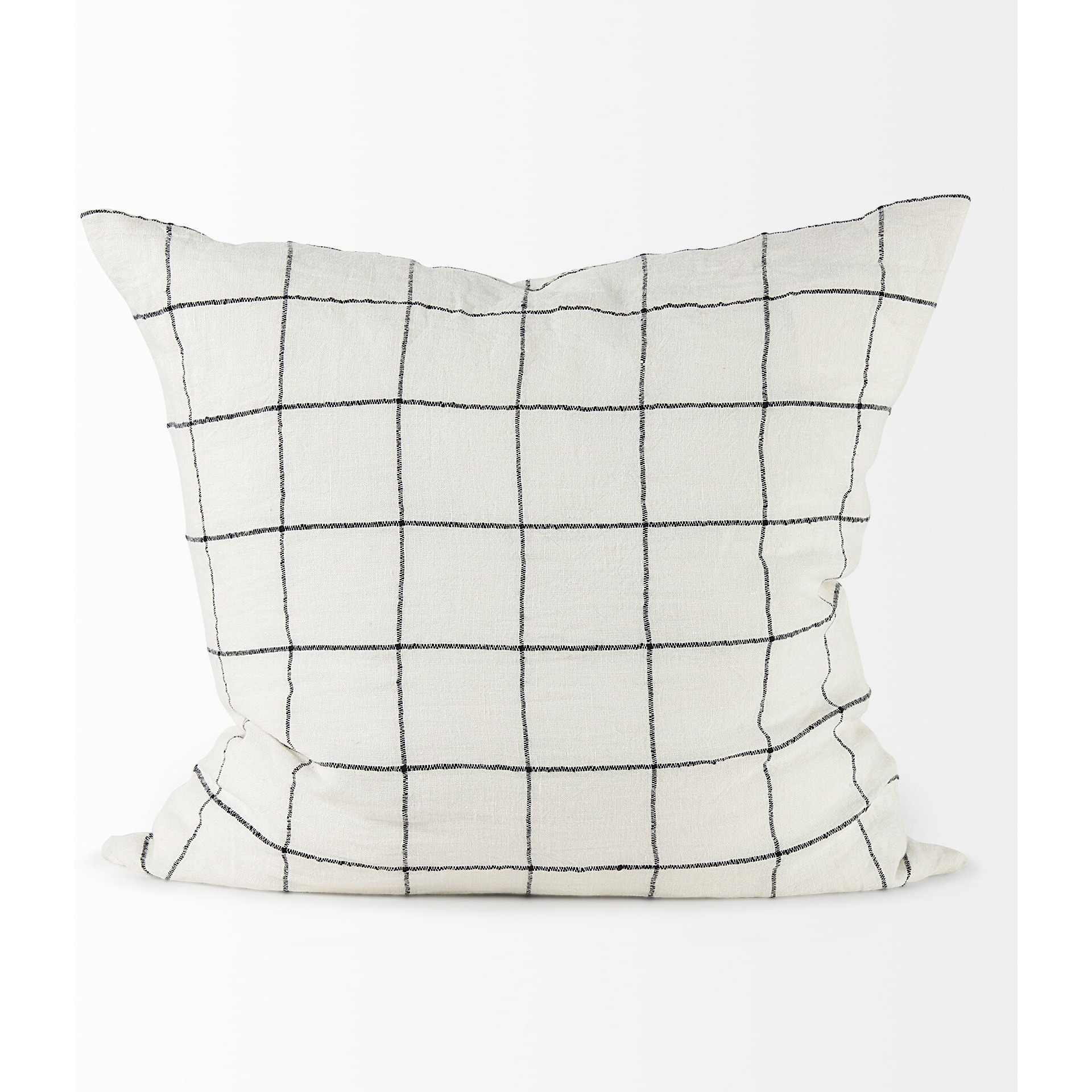 White And Black Grid Square Accent Pillow Cover