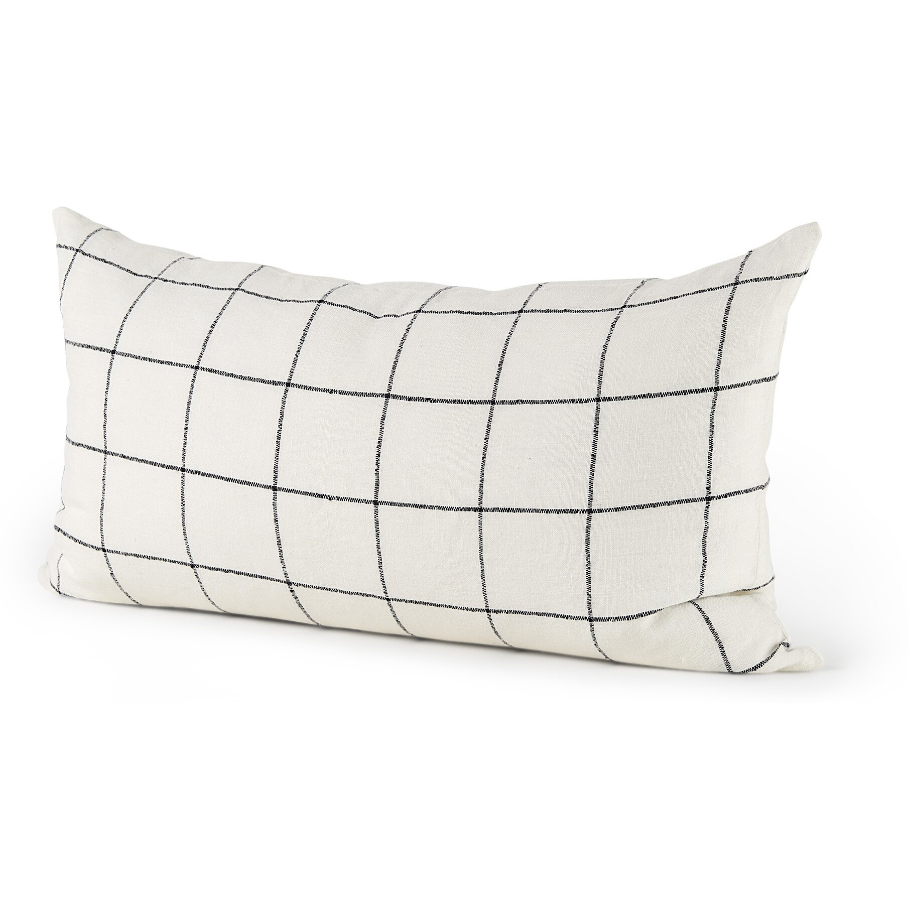 White And Black Grid Lumbar Accent Pillow Cover