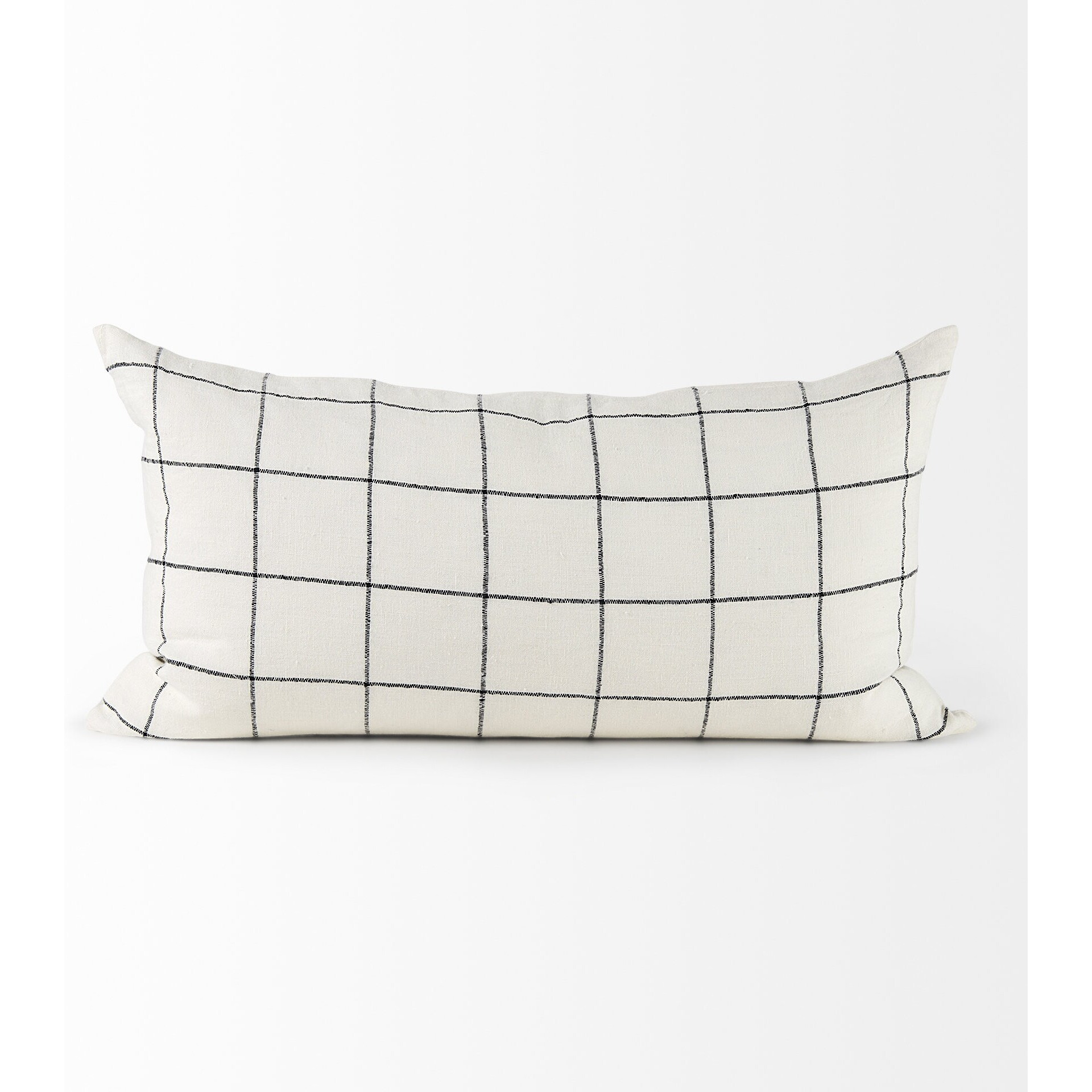 White And Black Grid Lumbar Accent Pillow Cover