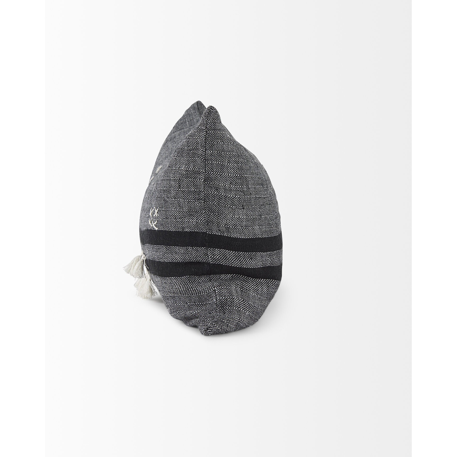 Dark Gray Detailed Lumbar Throw Pillow Cover