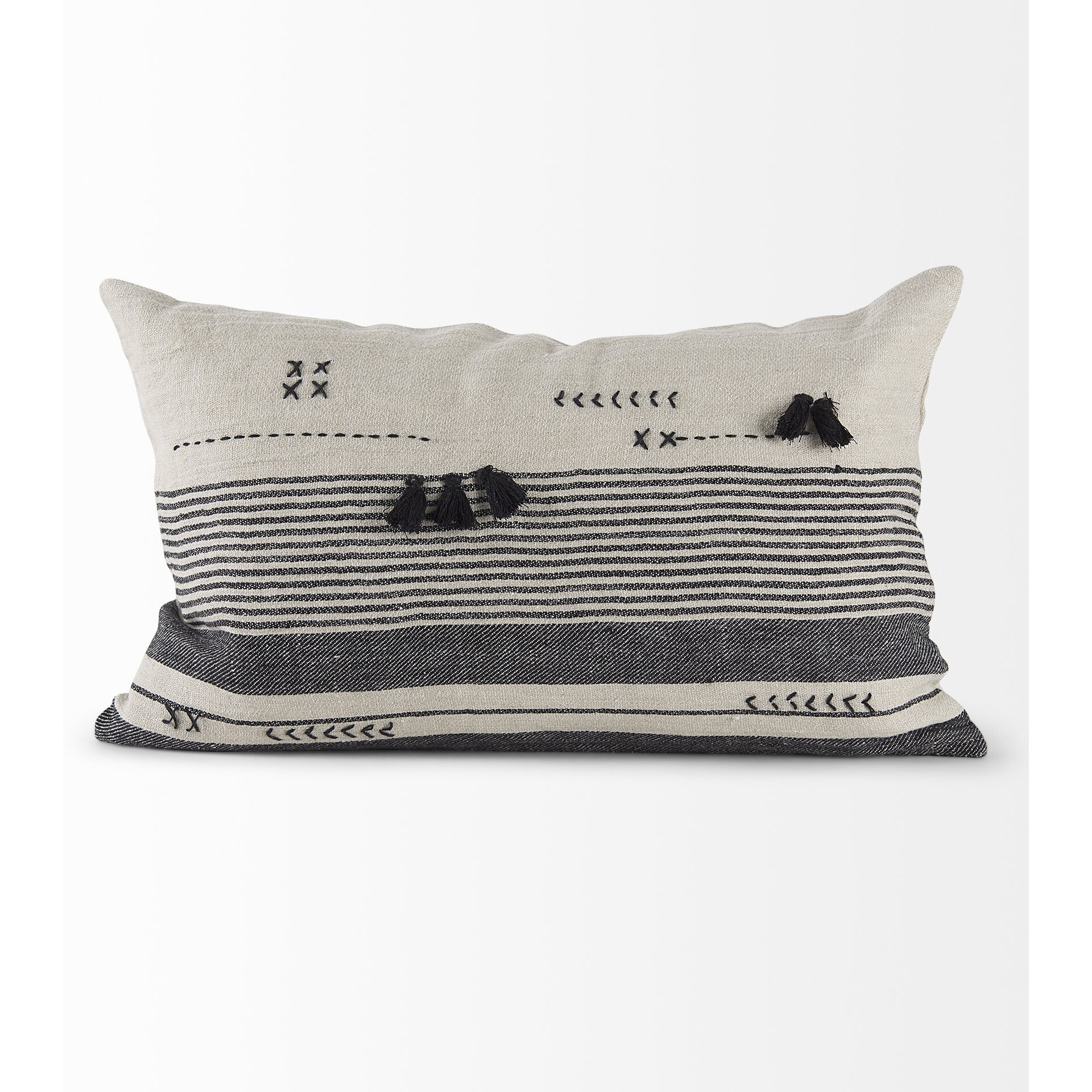 Light Gray Detailed Lumbar Throw Pillow Cover