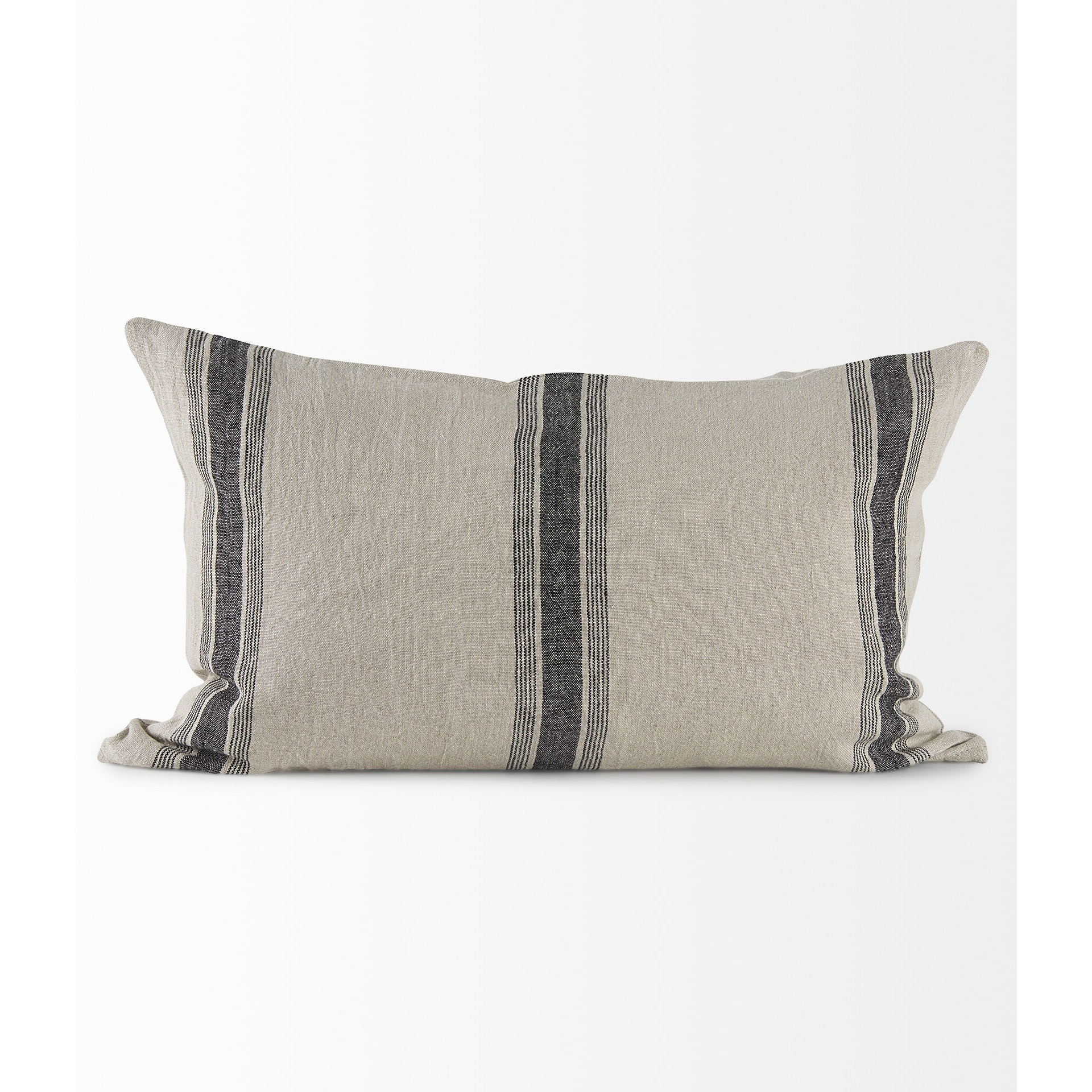 Beige And Black Striped Lumbar Pillow Cover