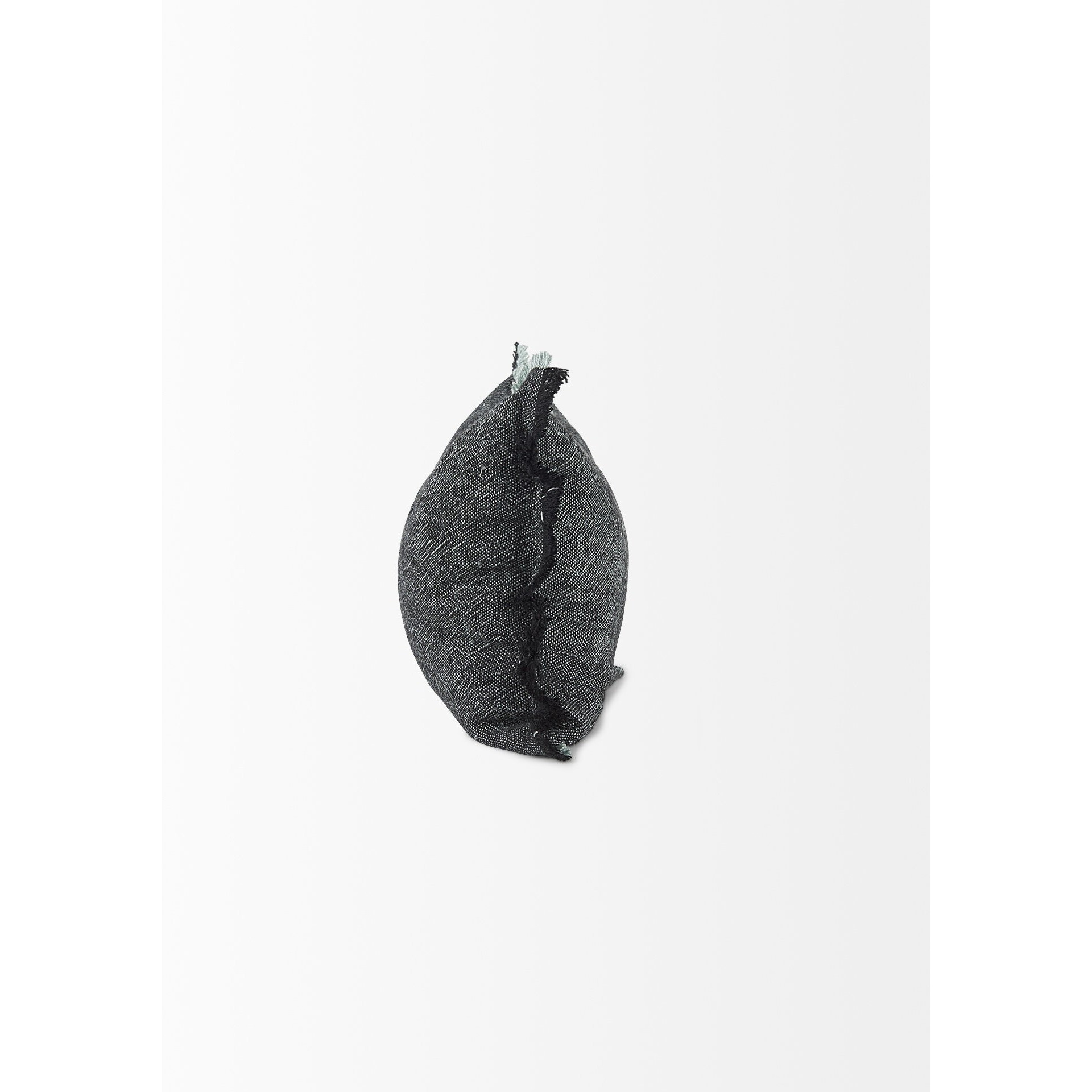 Dark Gray Fringed Lumbar Throw Pillow Cover