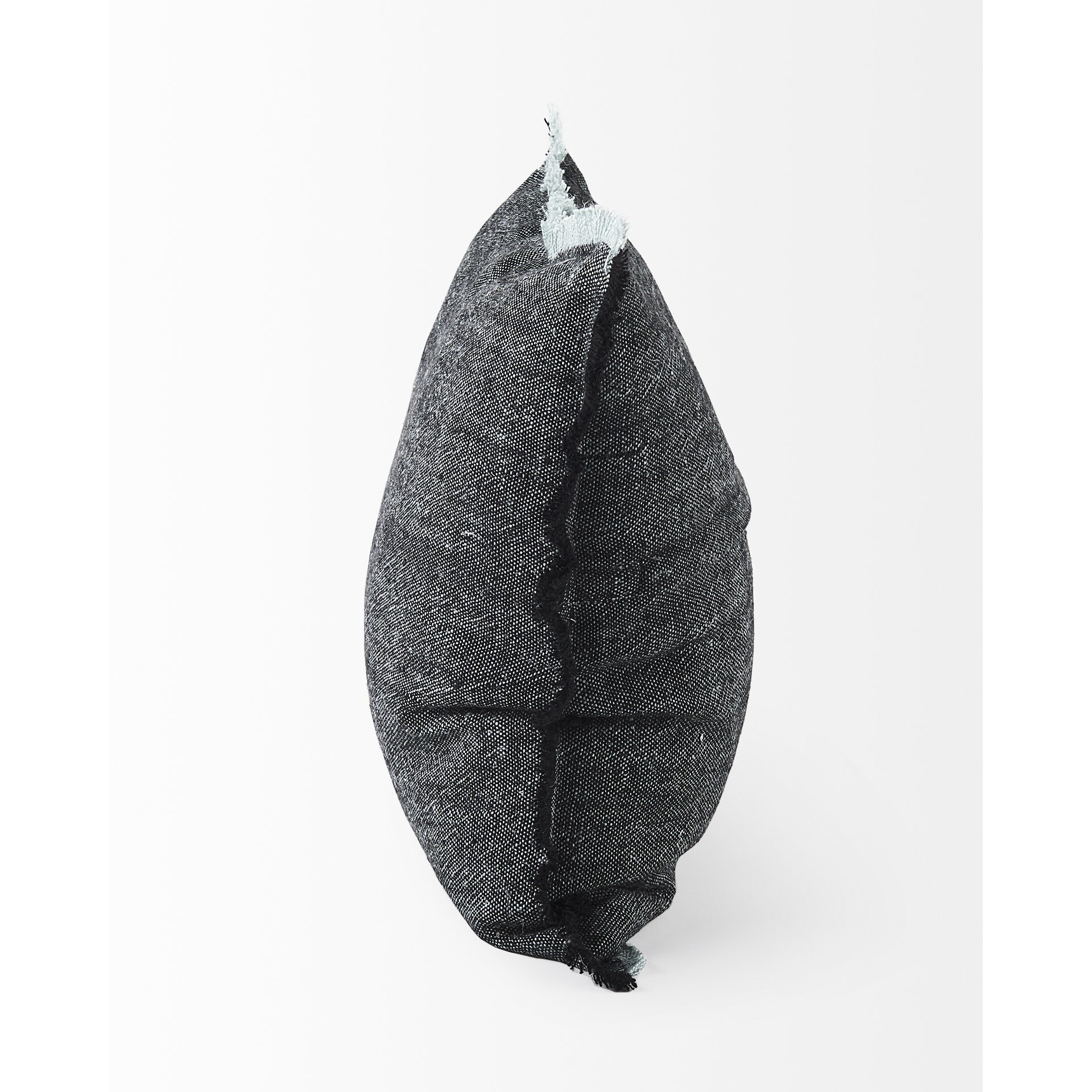 Dark Gray Fringed Throw Pillow Cover