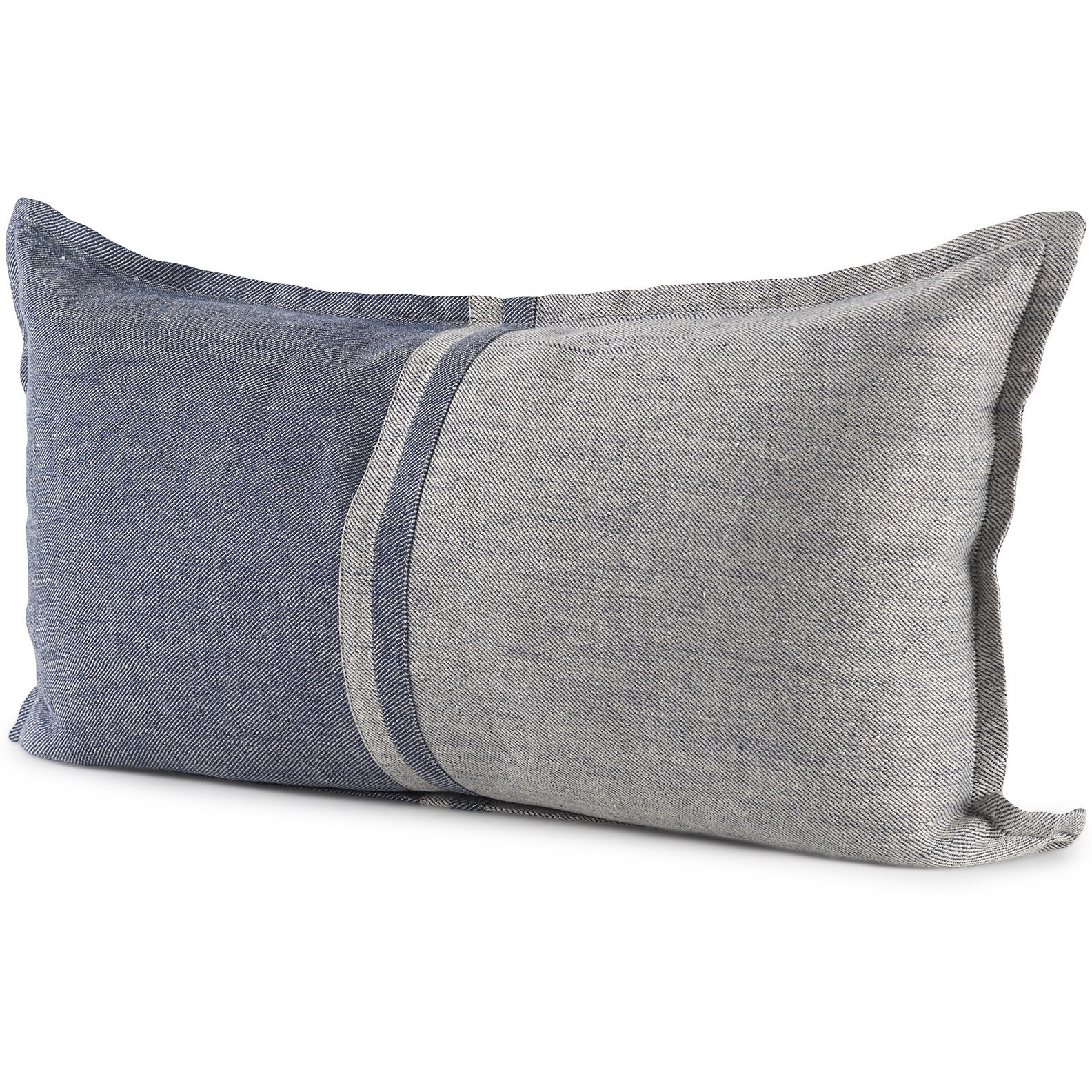 Gray And Blue Color Block Lumbar Pillow Cover