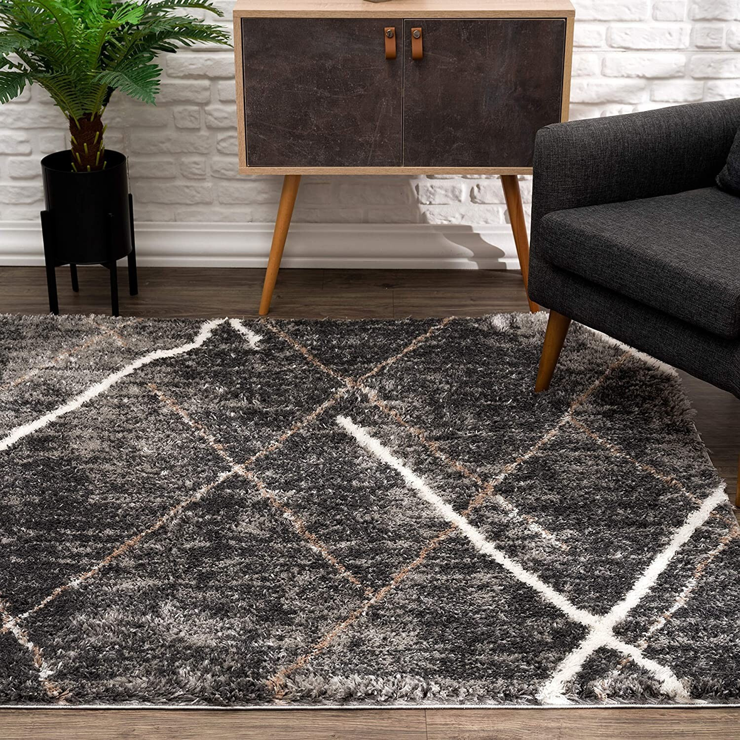 4 X 6 Gray Modern Distressed Lines Area Rug