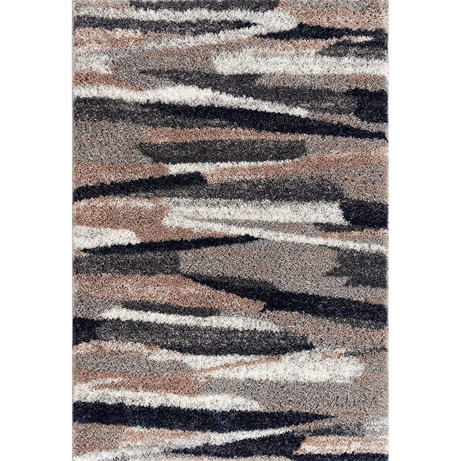 8 X 11 Gray And Black Strokes Area Rug