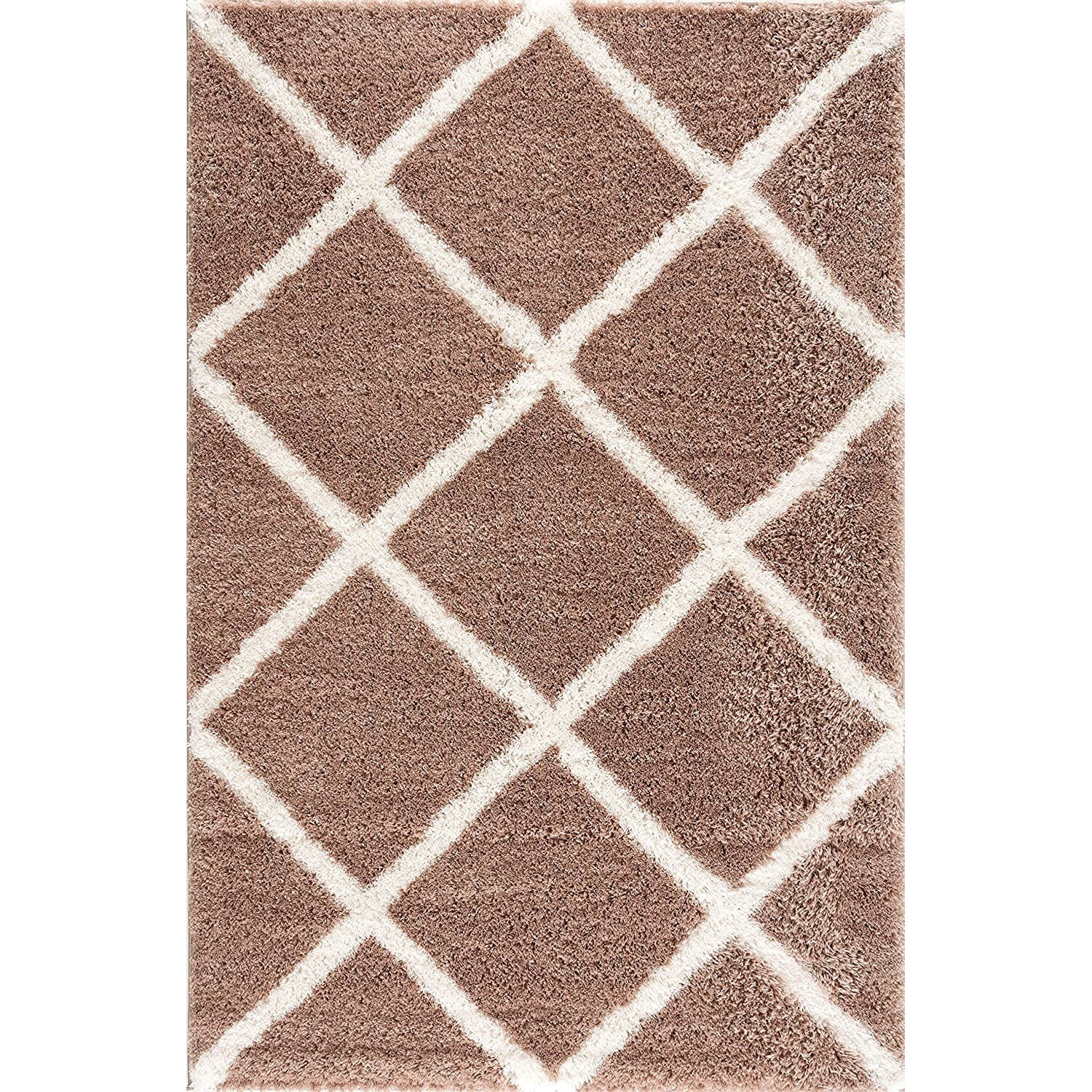 8 X 11 Beige And White Modern Lattice Area Rug