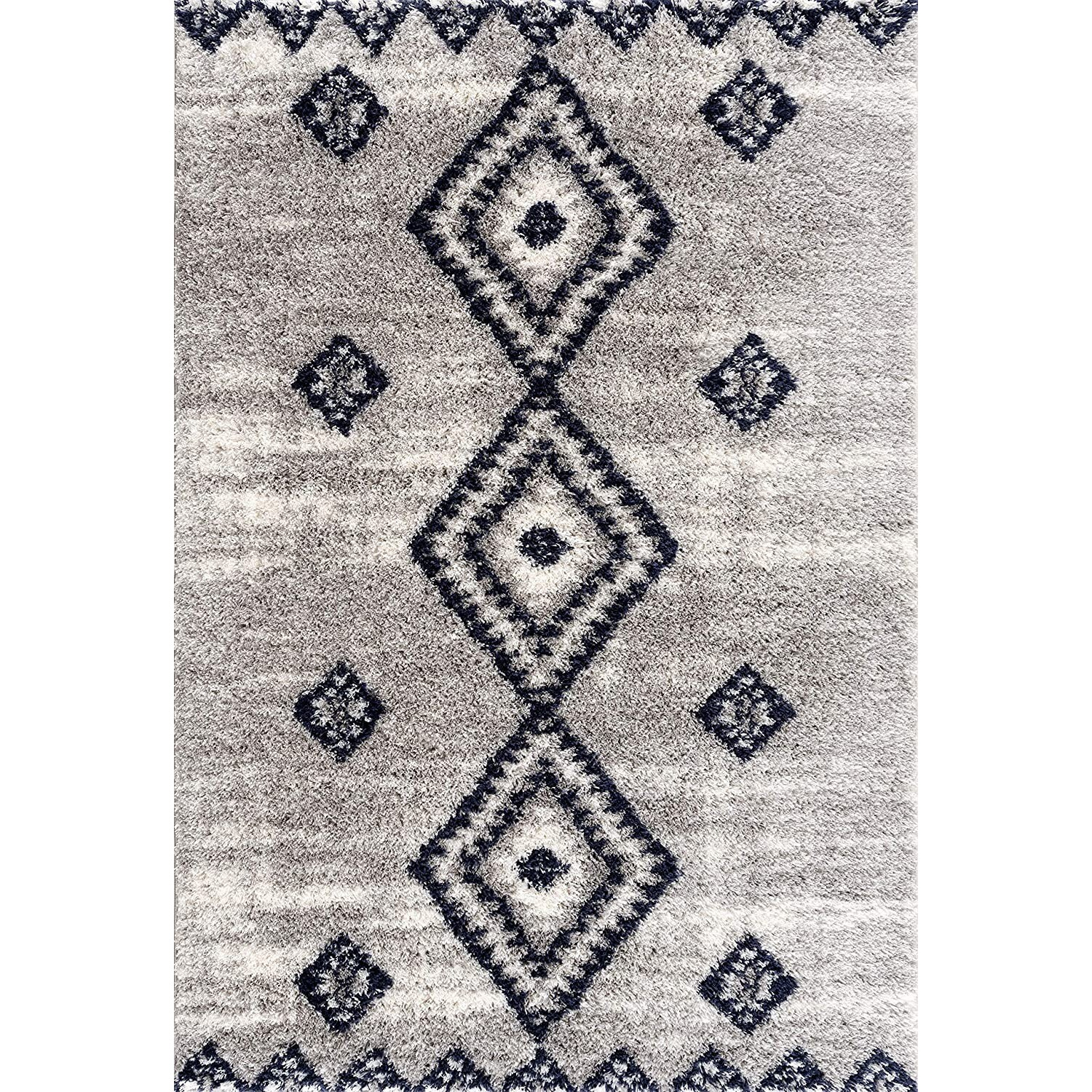 4 X 6 Gray And Navy Boho Chic Area Rug