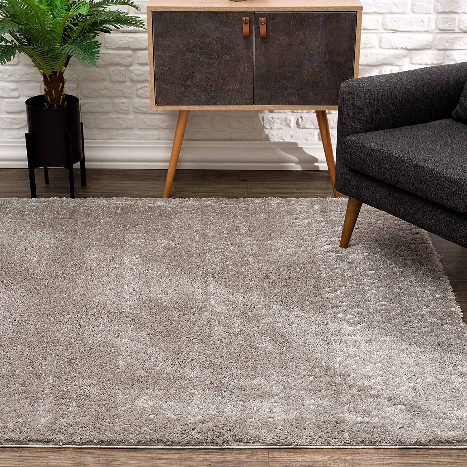 5 X 8 Gray Modern Solid Shag Area Rug