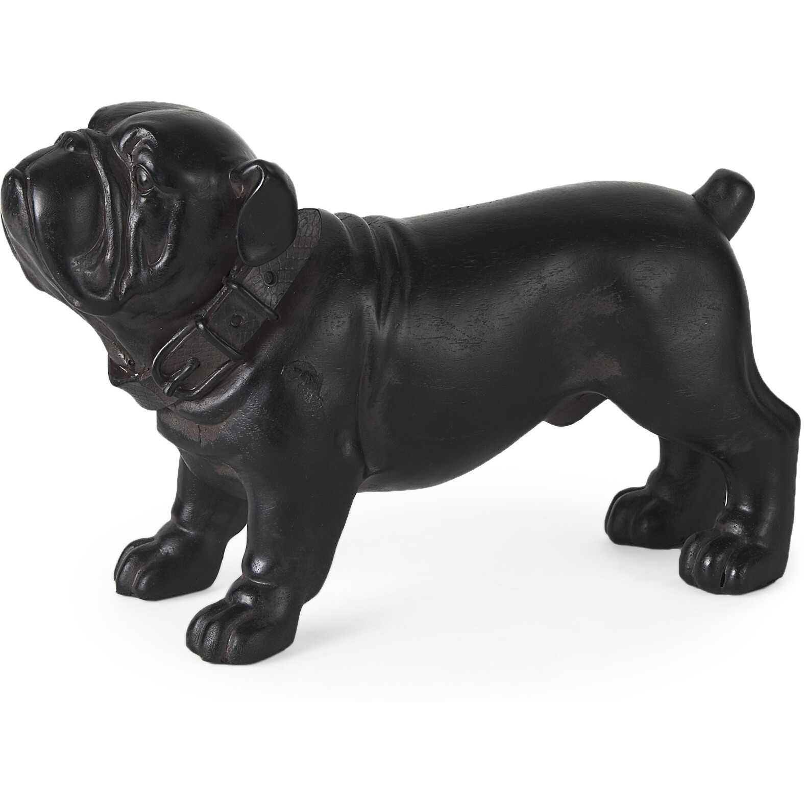 Black Resin Bulldog Sculpture