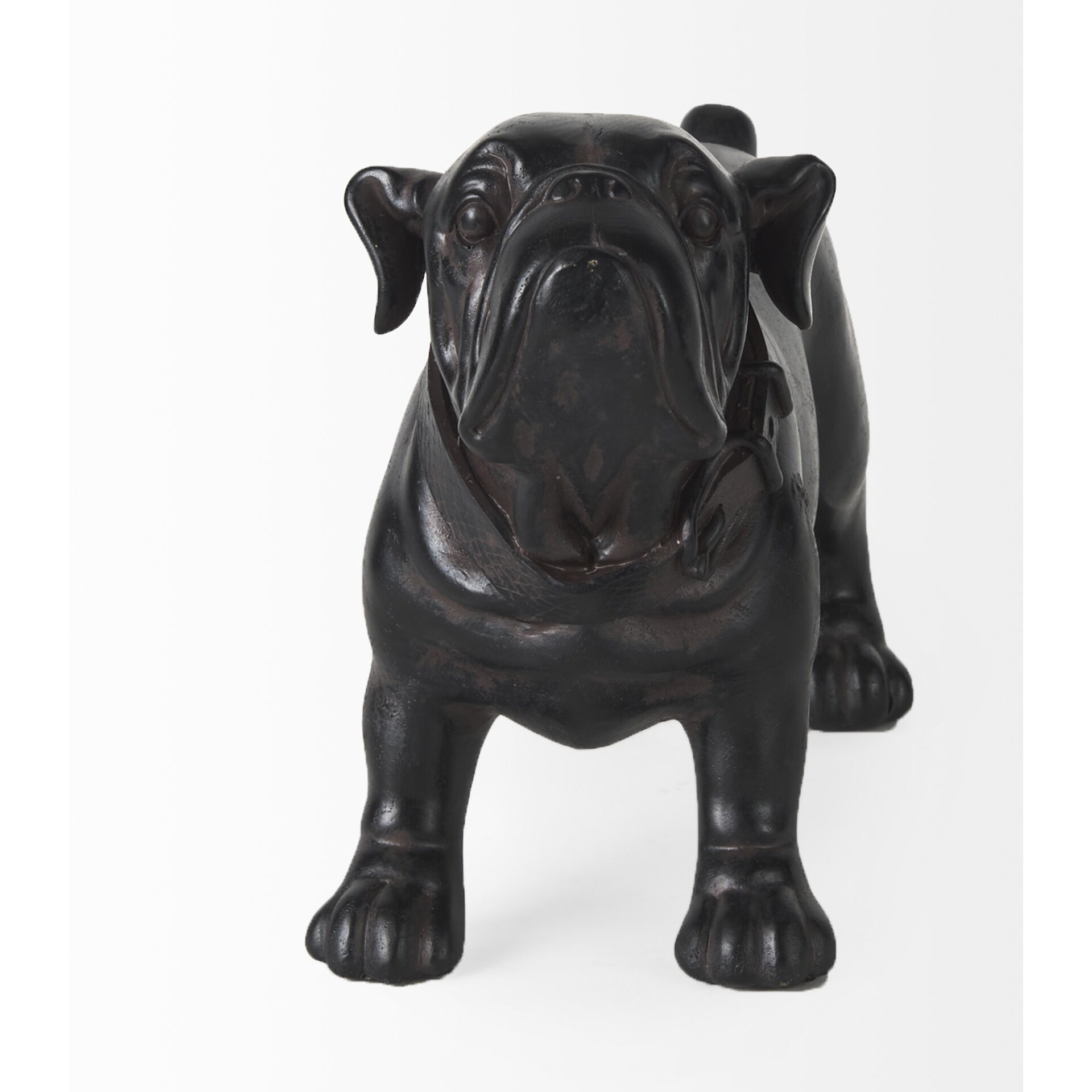 Black Resin Bulldog Sculpture