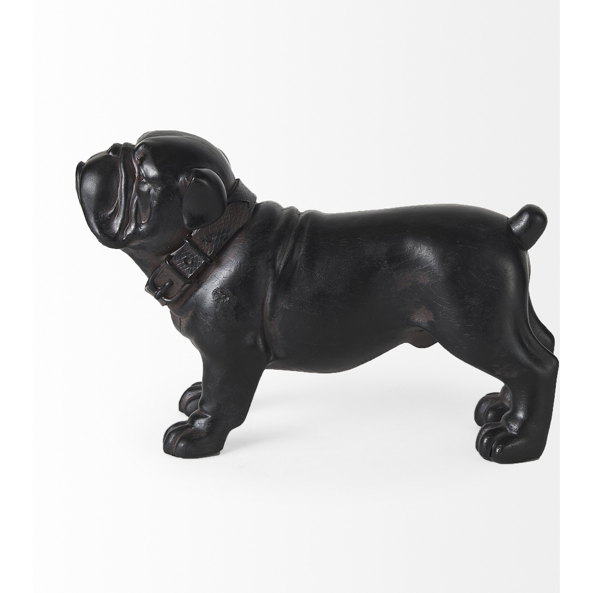 Black Resin Bulldog Sculpture