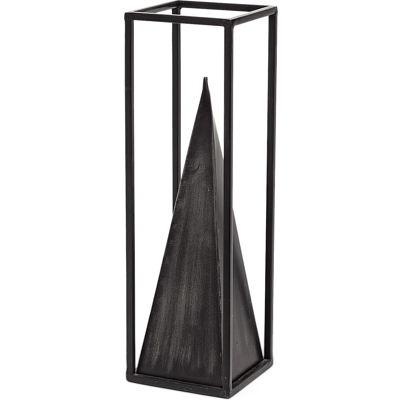 Petite Black Metal Framed Pyramid Decor Piece