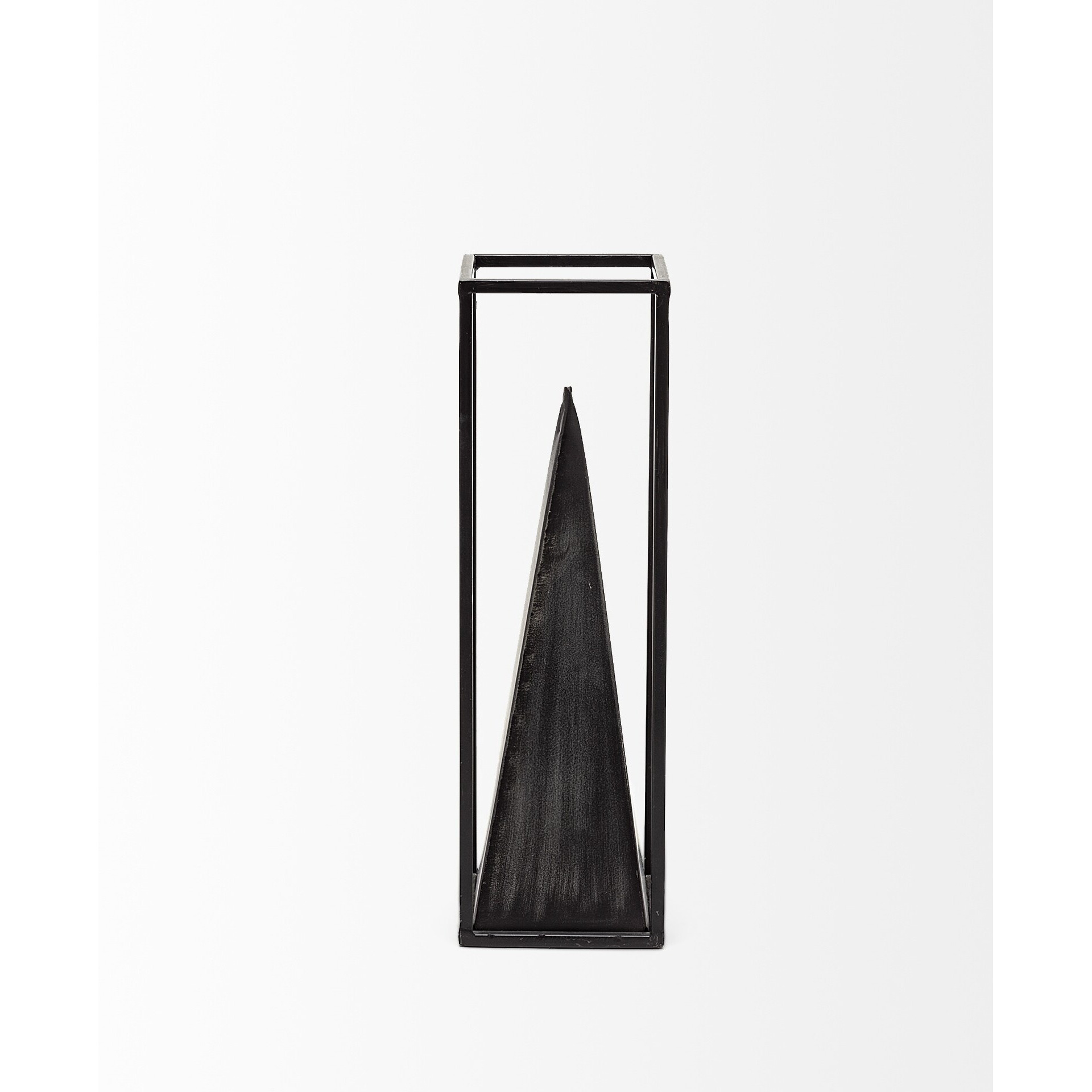 Petite Black Metal Framed Pyramid Decor Piece