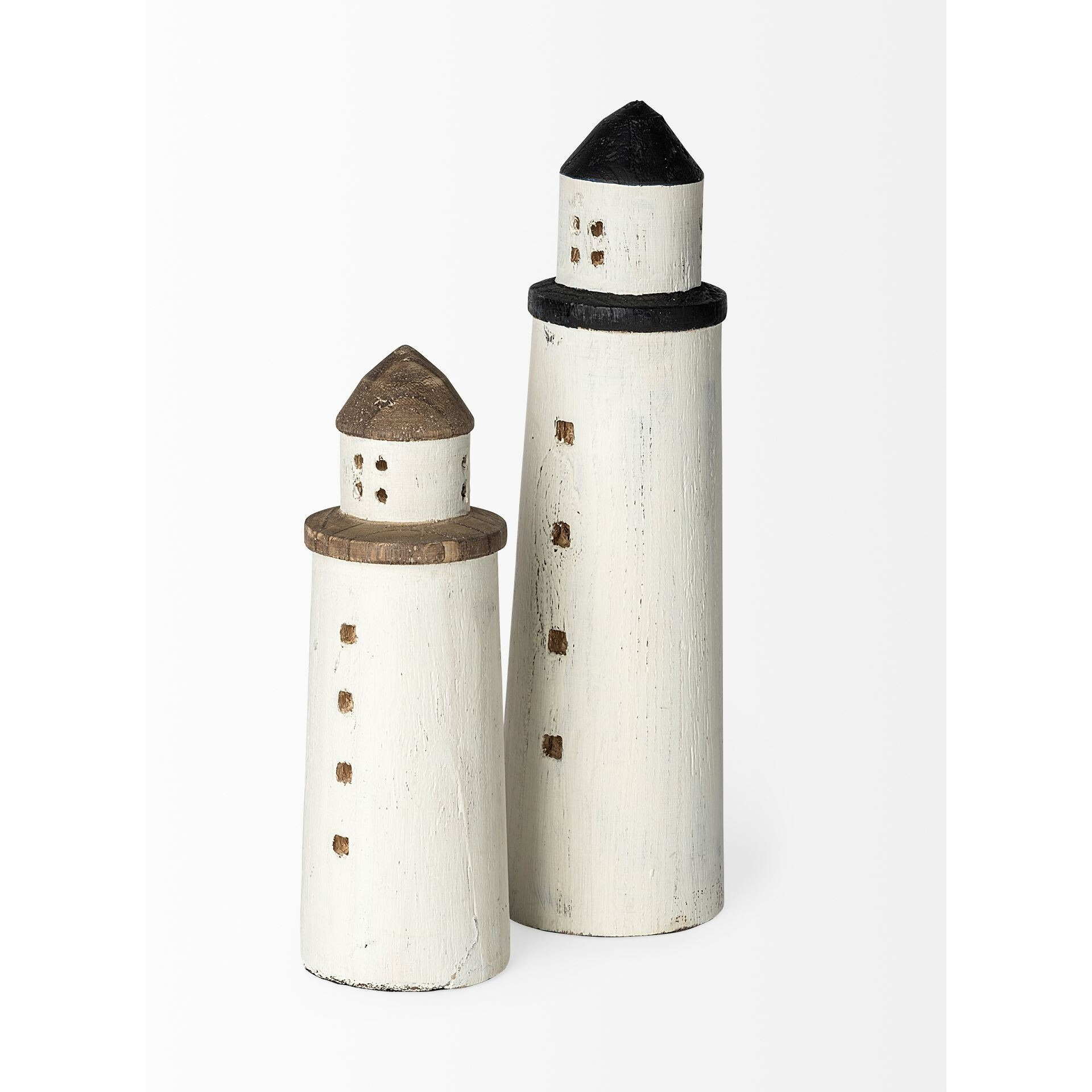 White Petite Rustic Wooden Lighthouse