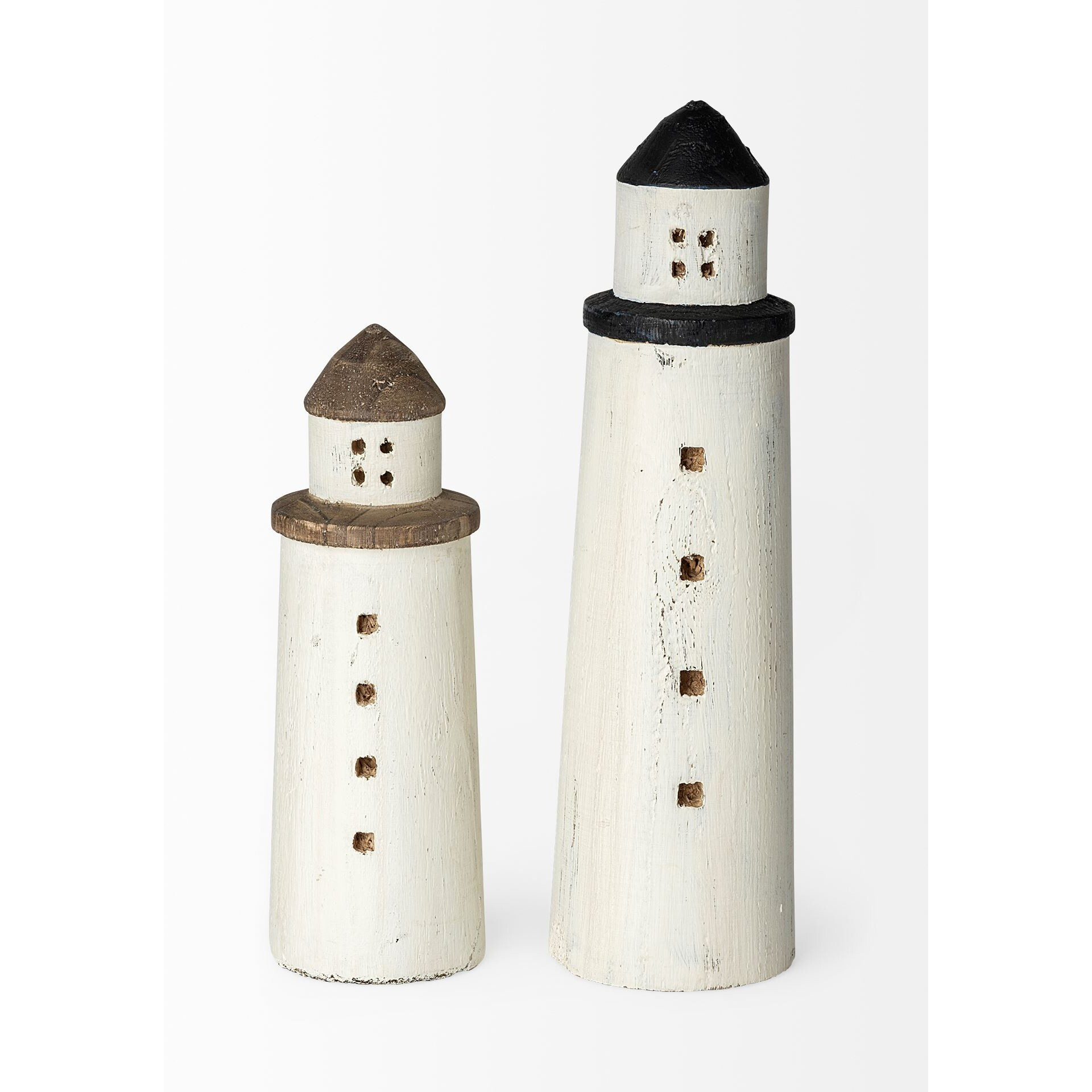 White Petite Rustic Wooden Lighthouse