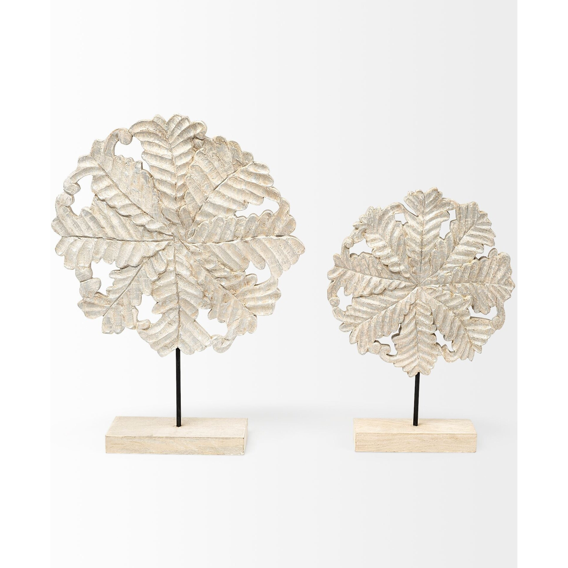 Petite Wood And Metal Floral Decor Piece