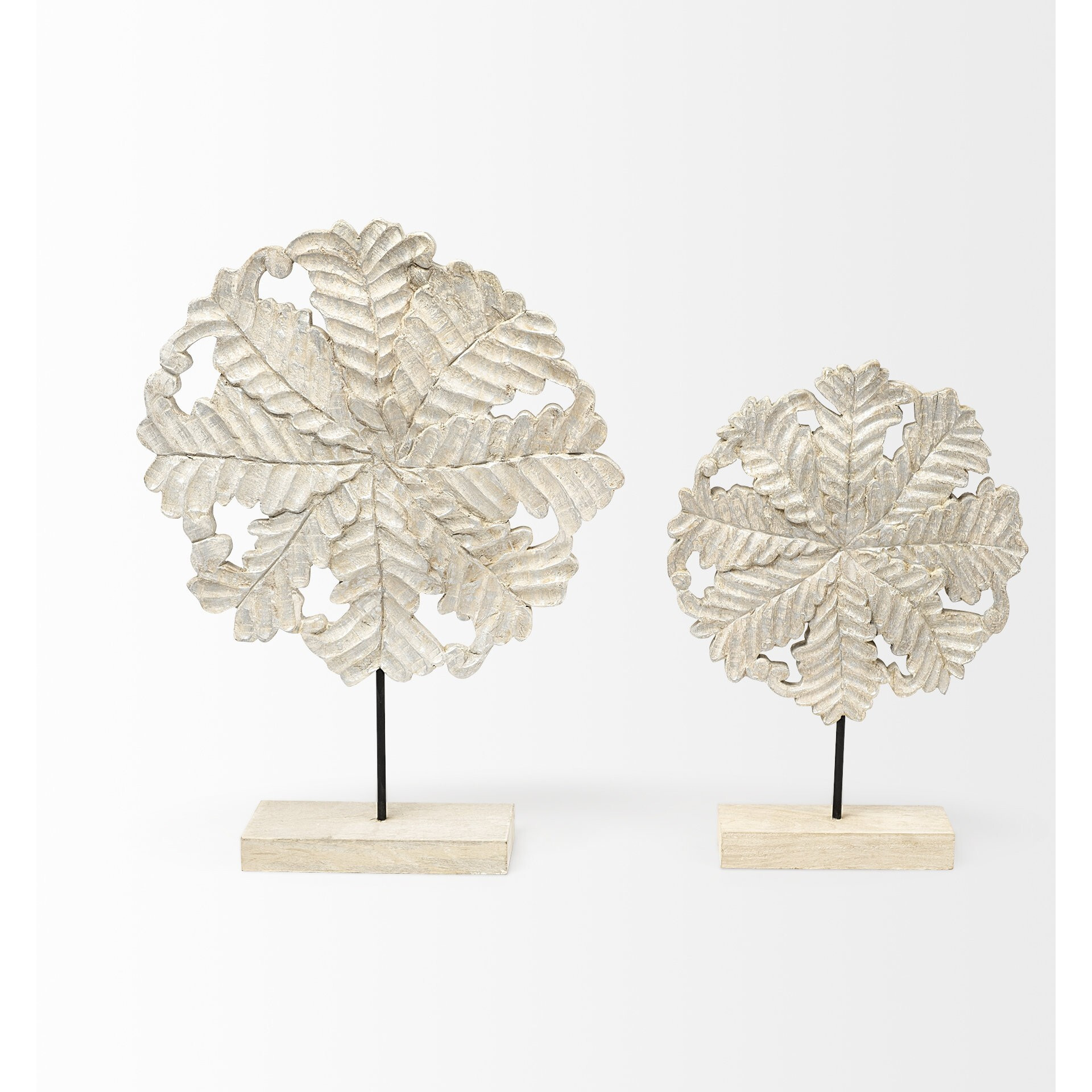 Wood And Metal Floral Decor Piece