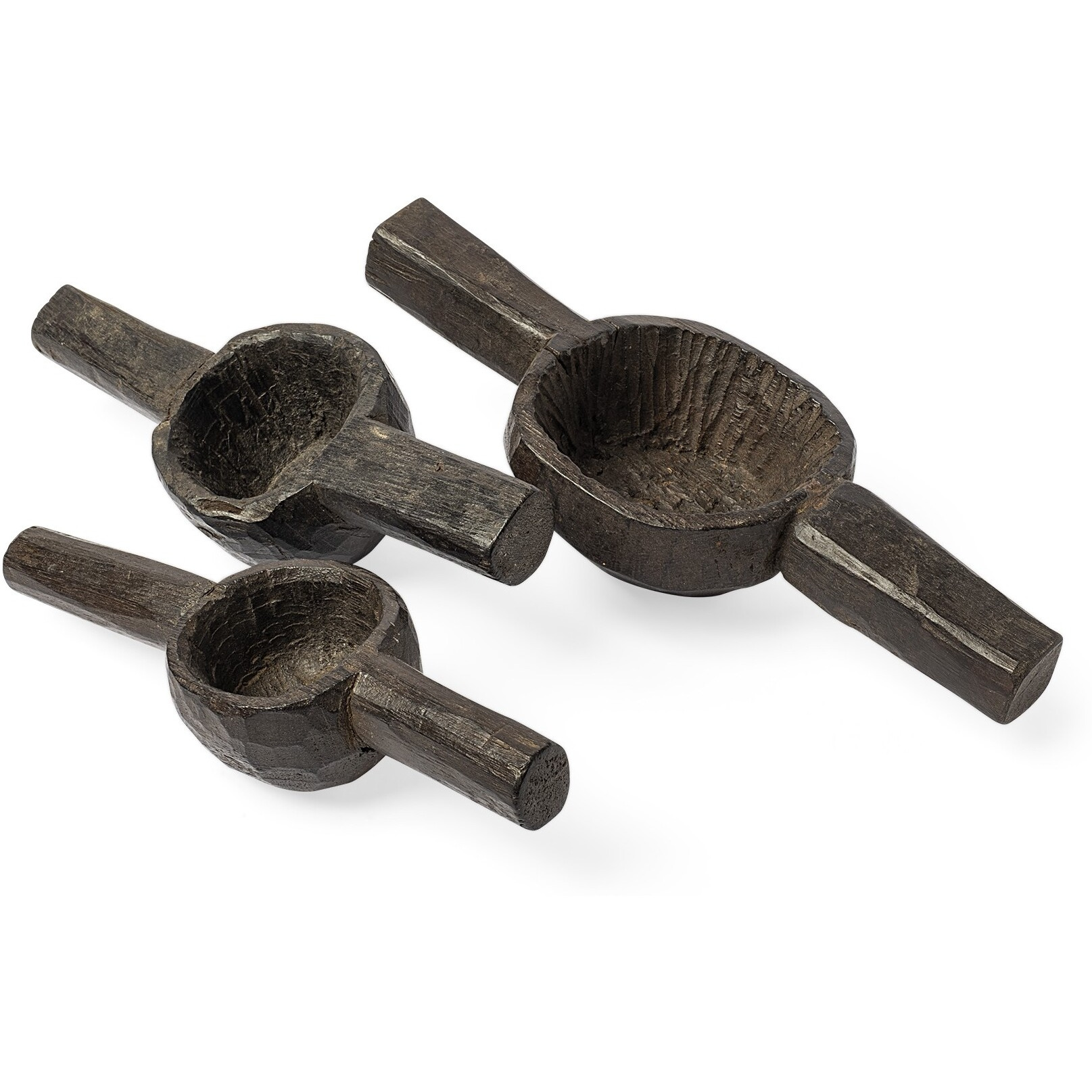 Set Of Three Brown Wooden Measuring Cup Decor