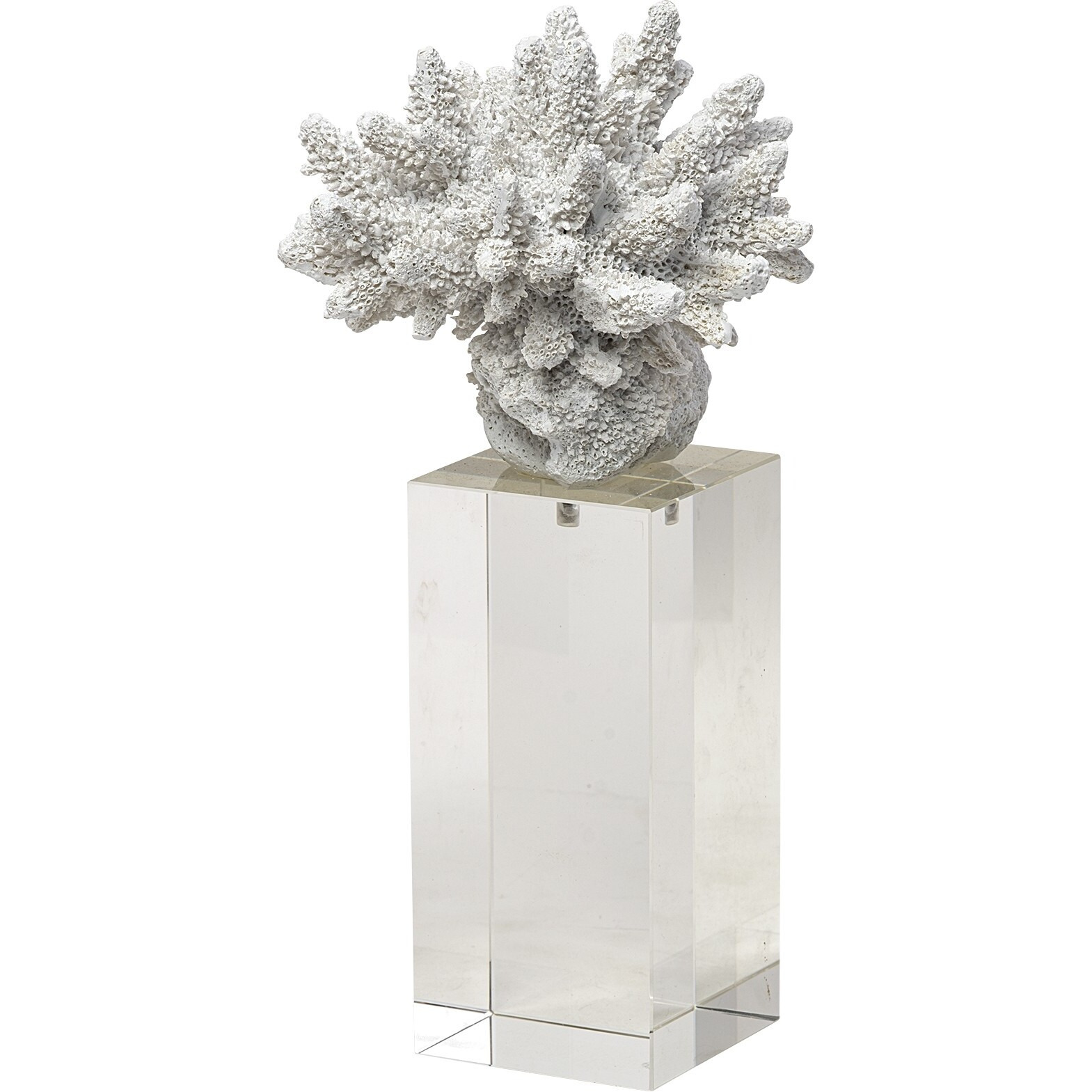 10"" White Contempo Coral And Glass Sculpture