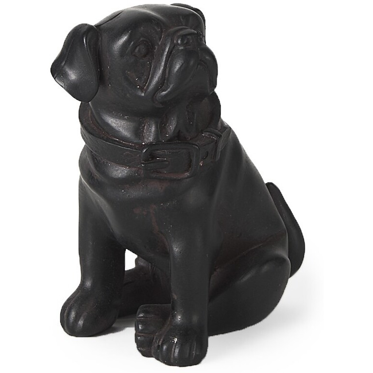 Black Resin Pug Dog Sculpture
