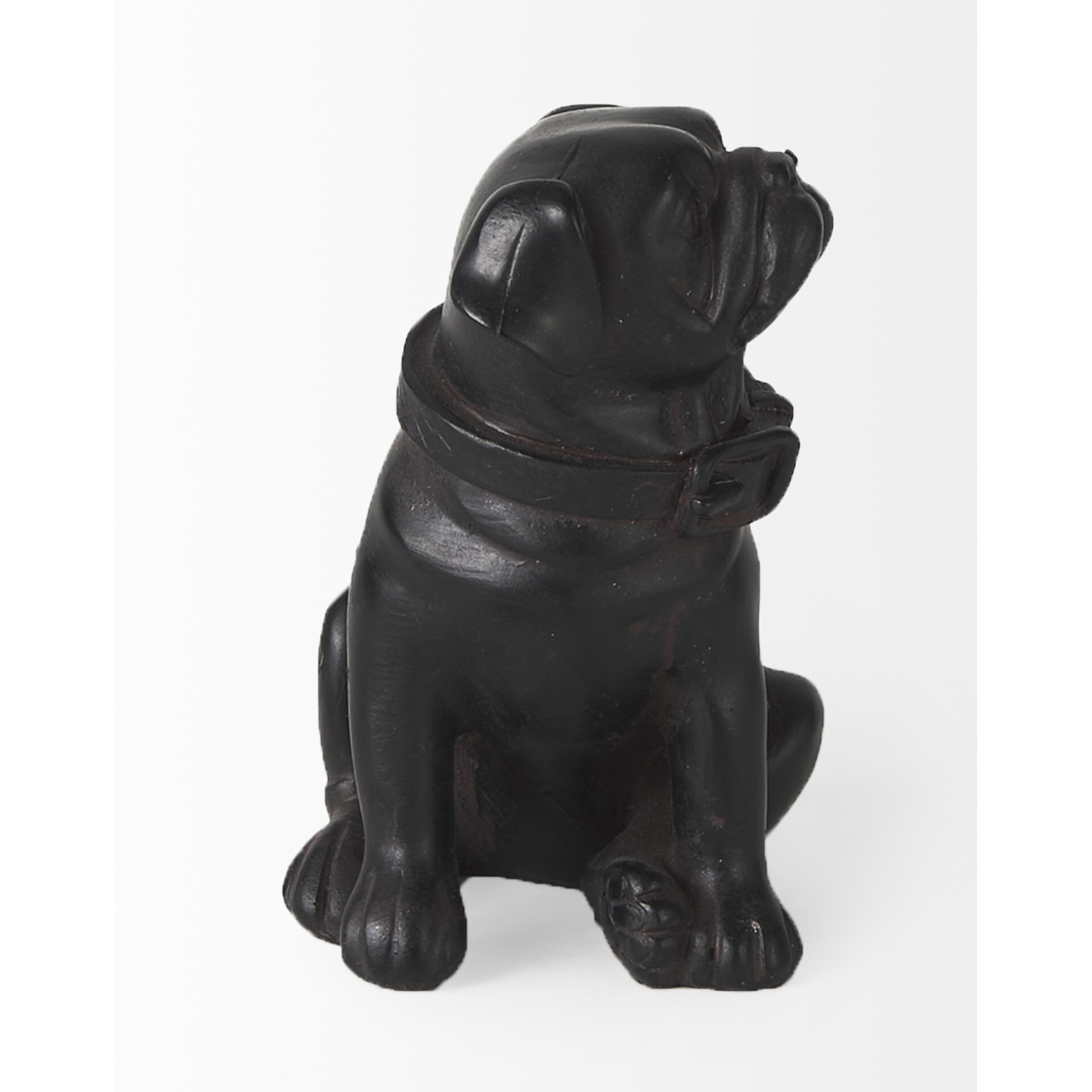 Black Resin Pug Dog Sculpture