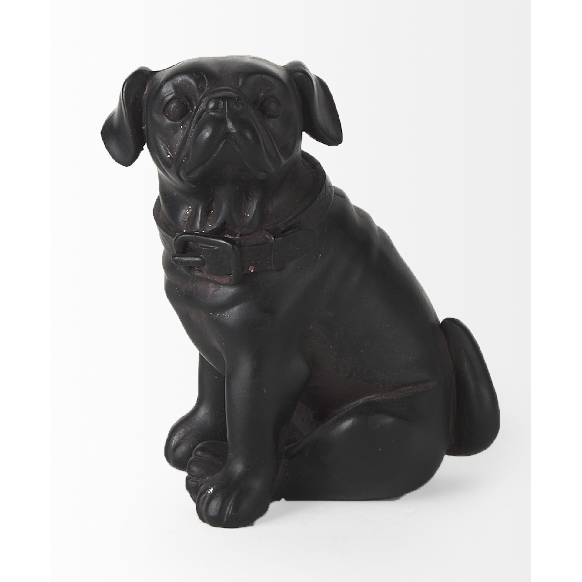 Black Resin Pug Dog Sculpture