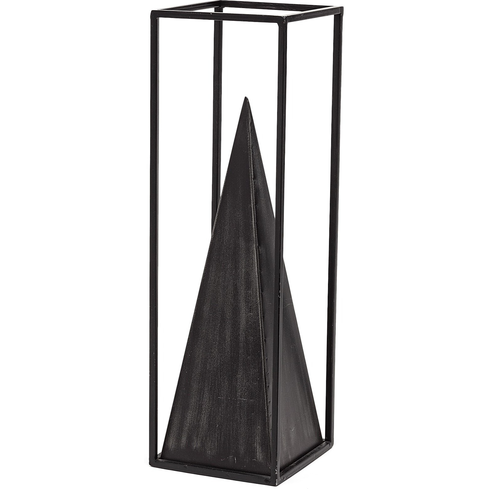 Black Metal Framed Pyramid Sculpture