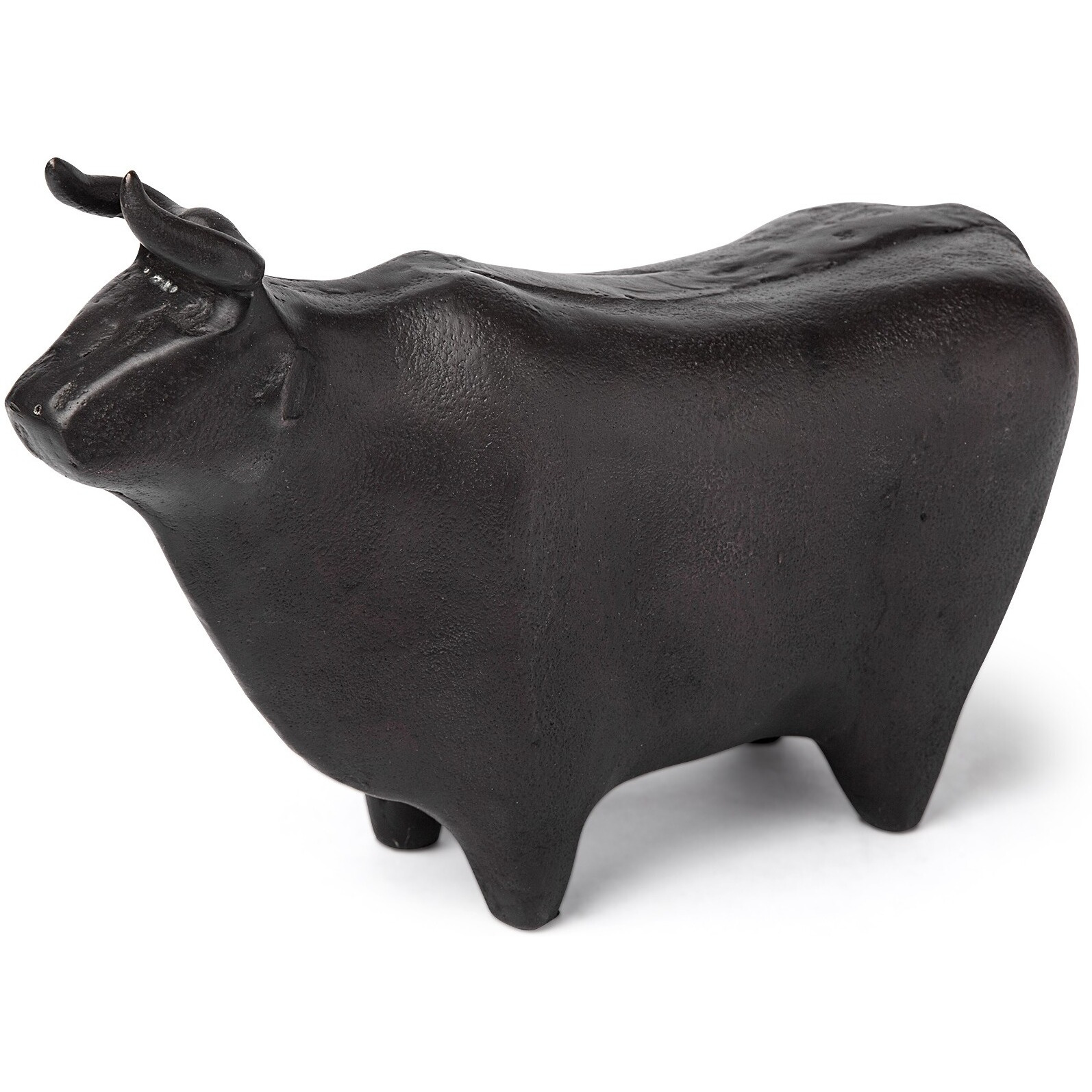 Black Cast Aluminum Bull Decor Piece
