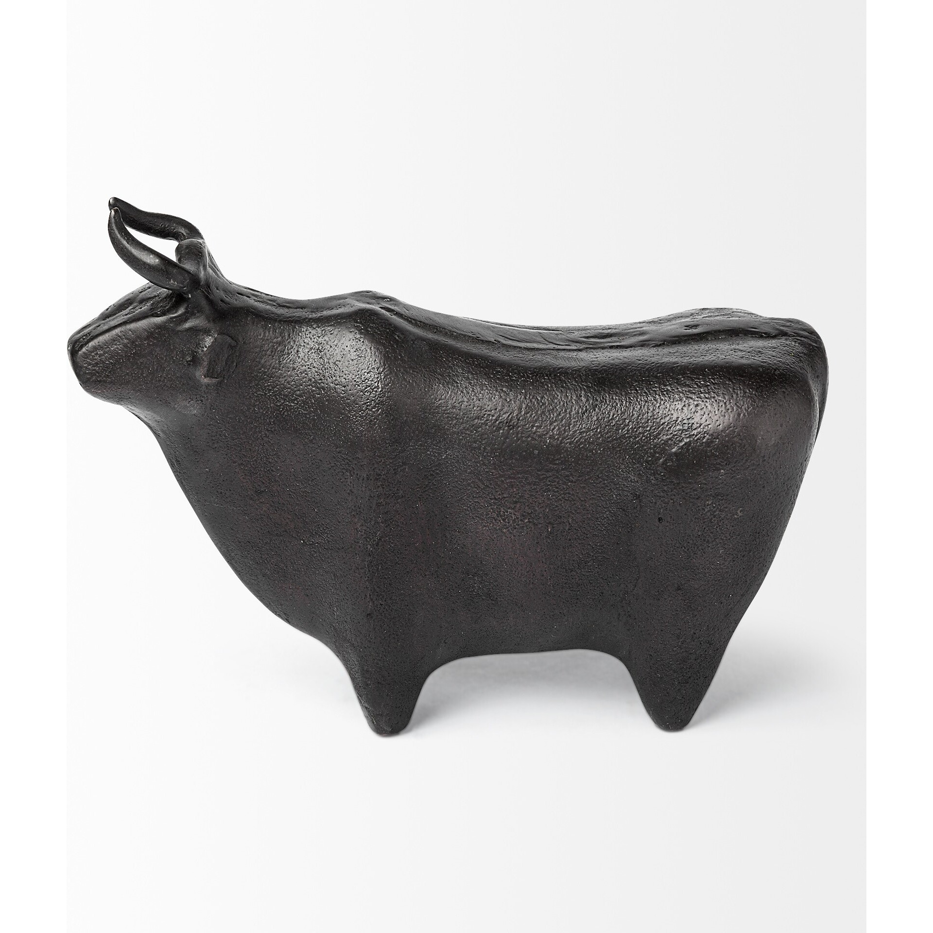 Black Cast Aluminum Bull Decor Piece