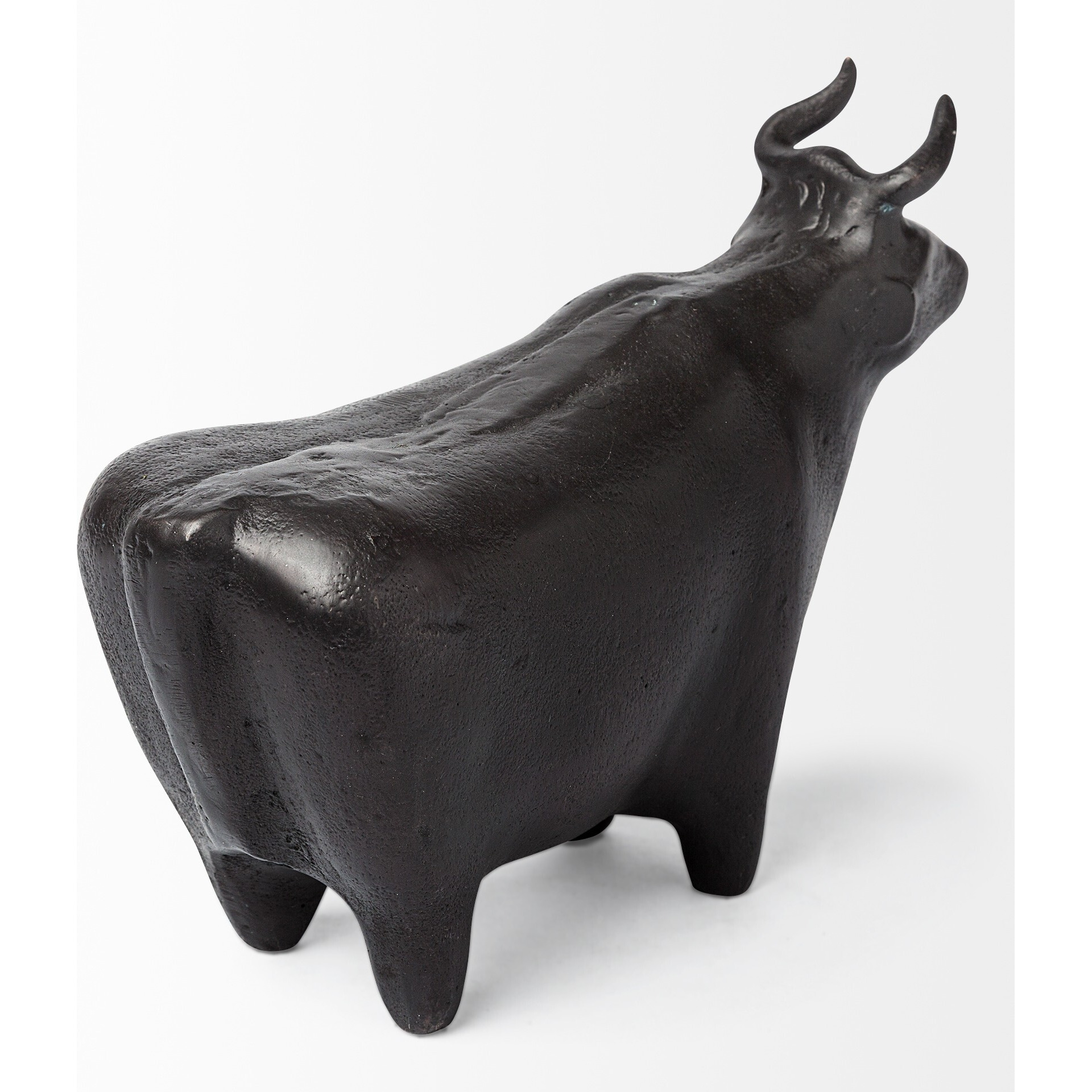 Black Cast Aluminum Bull Decor Piece